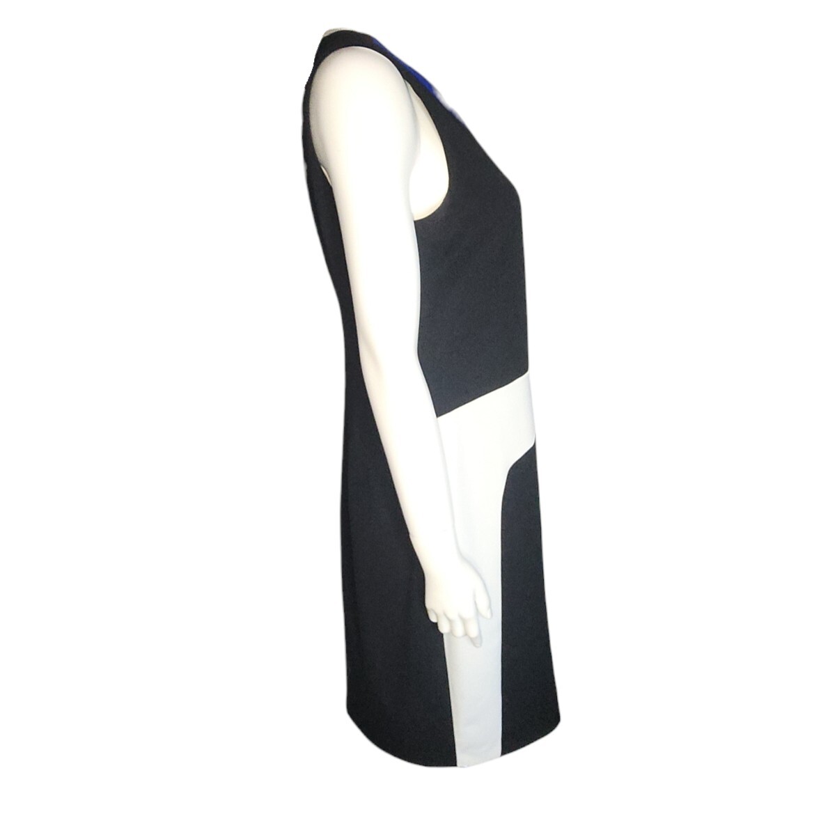 CALVIN KLEIN Blue White Black Colorblock Zip Up Pencil Dress Womens Size 12