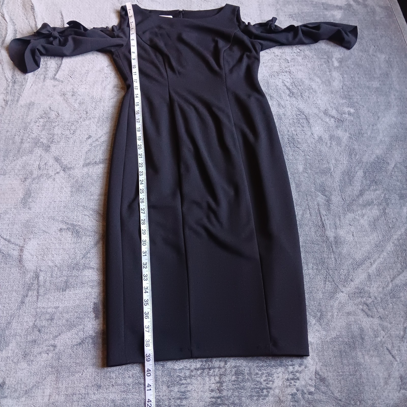 Donna Morgan Black Cold Shoulder Bow Sleeve Dress Size 2, Fairy Fairycore Zips