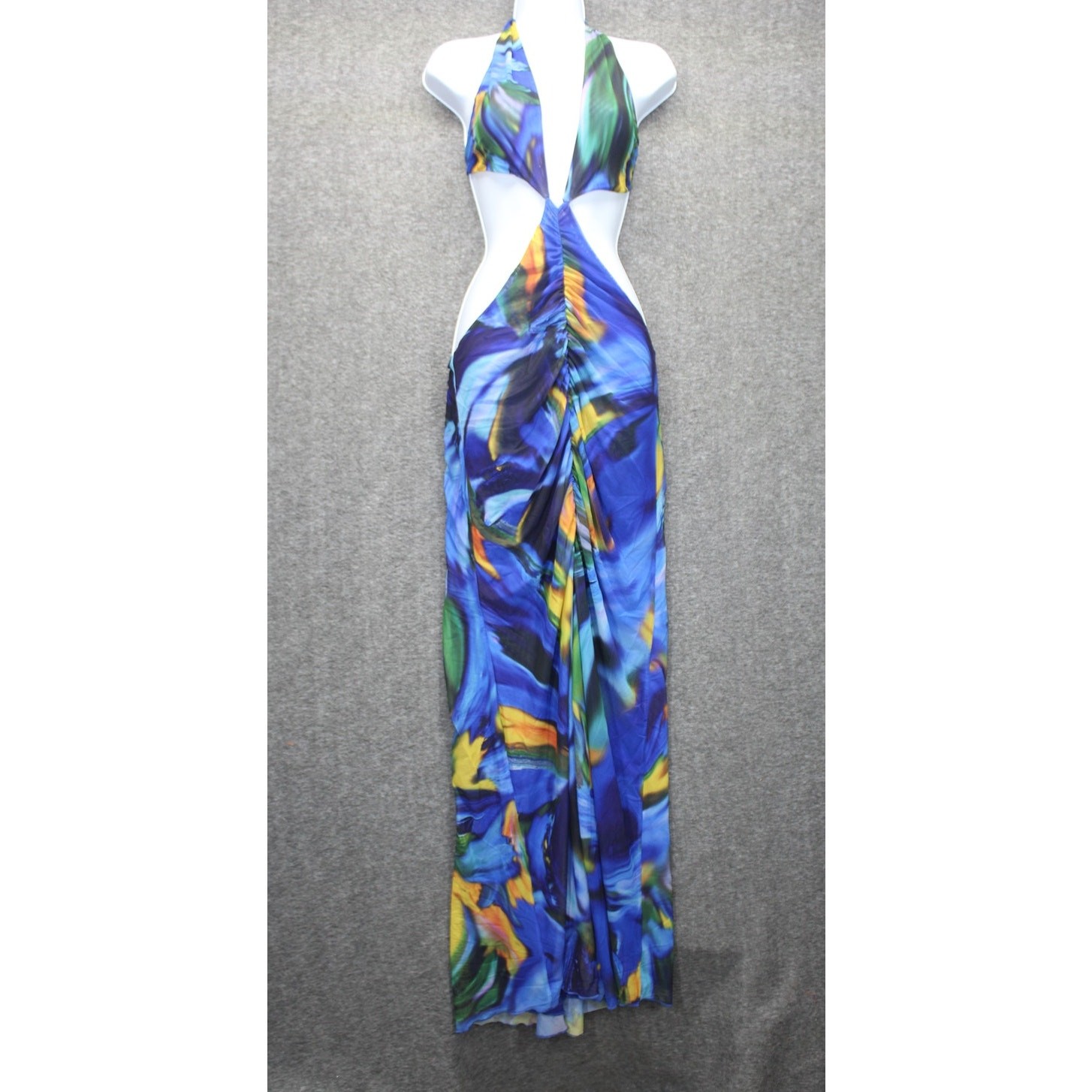 Outcast ELBA MESH MAXI DRESS VALENCIA XL Blue NEW