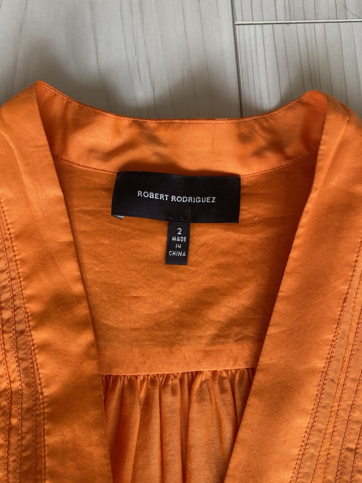 Robert Rodriguez orange cotton/silk short dress with buttons perfect con Size 2