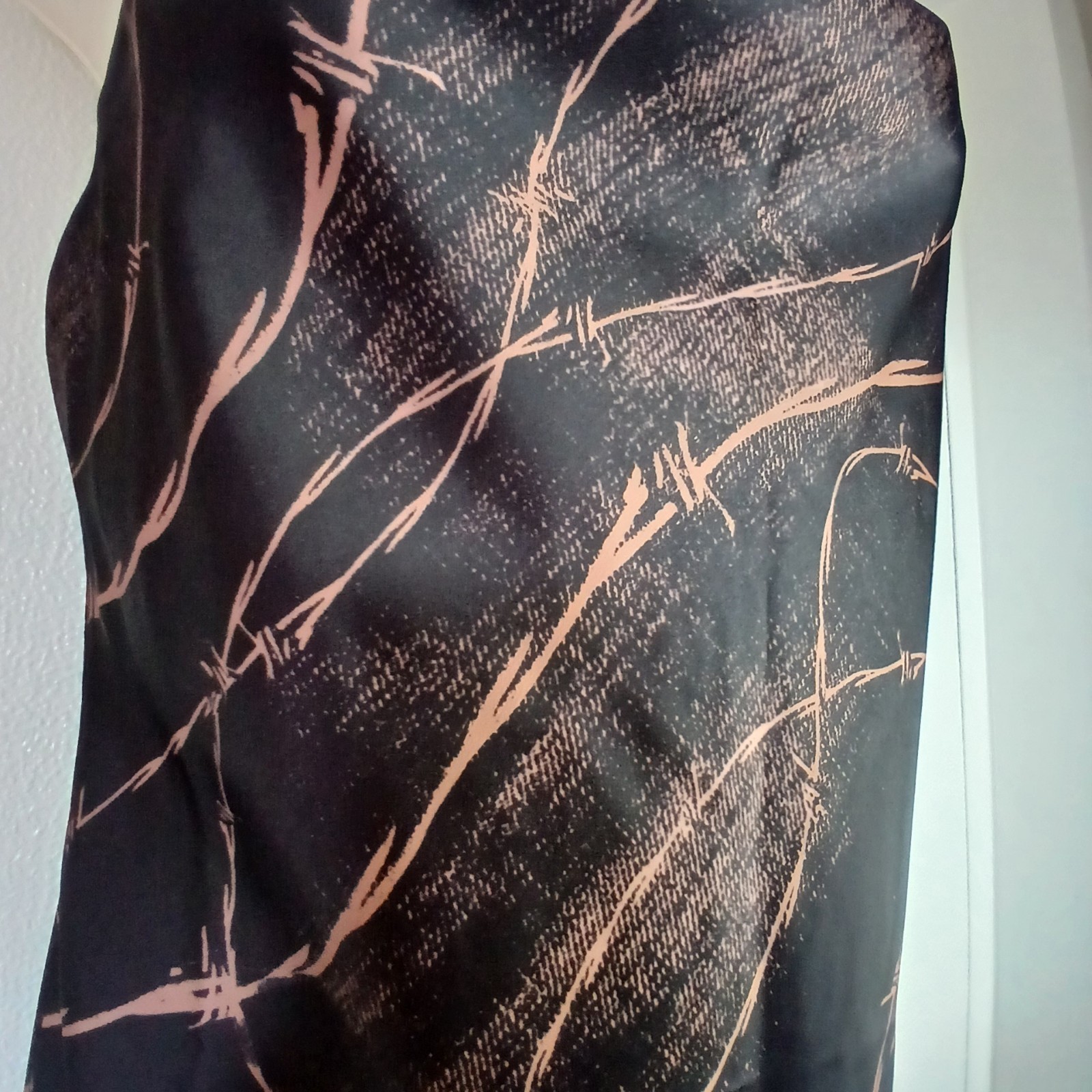 UO Barbed Wire Print Cowl Neck Midi Slip Dress-90s Grunge Aesthetic
