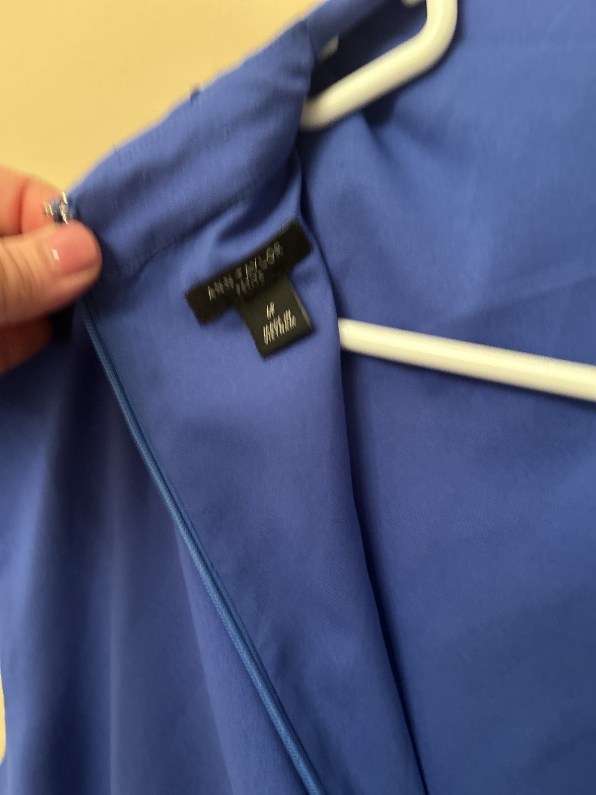 Ann Taylor Blue Solid Crepe Cowl Neck Cap Sleeve Sheath Knee Dress 6P