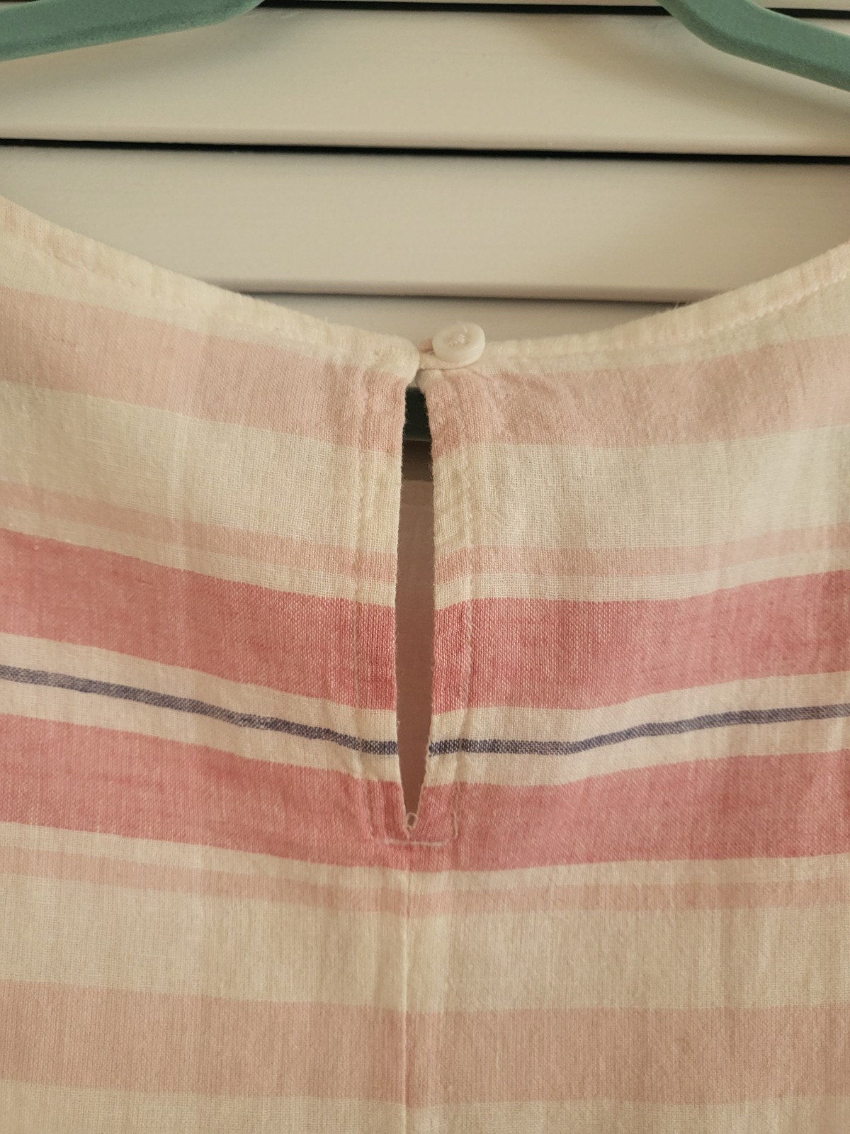 Beach Lunch Lounge Dress Womens Large Pink White Stripe Linen Blend Summer