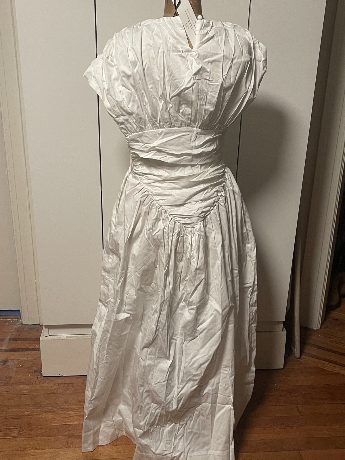 KAI COLLECTIVE DRESS. Adesuwa Ruched Cotton Long Dress – WHITE!