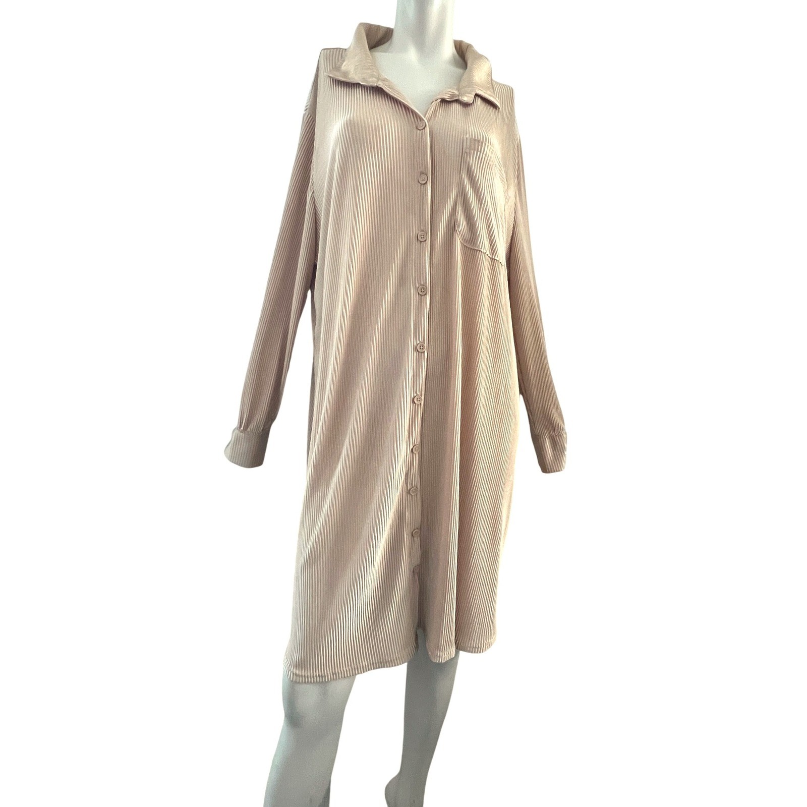Jolie & Joy 3X Shirt Dress Pleated Ribbed Comfortable Career Casual Minimalist