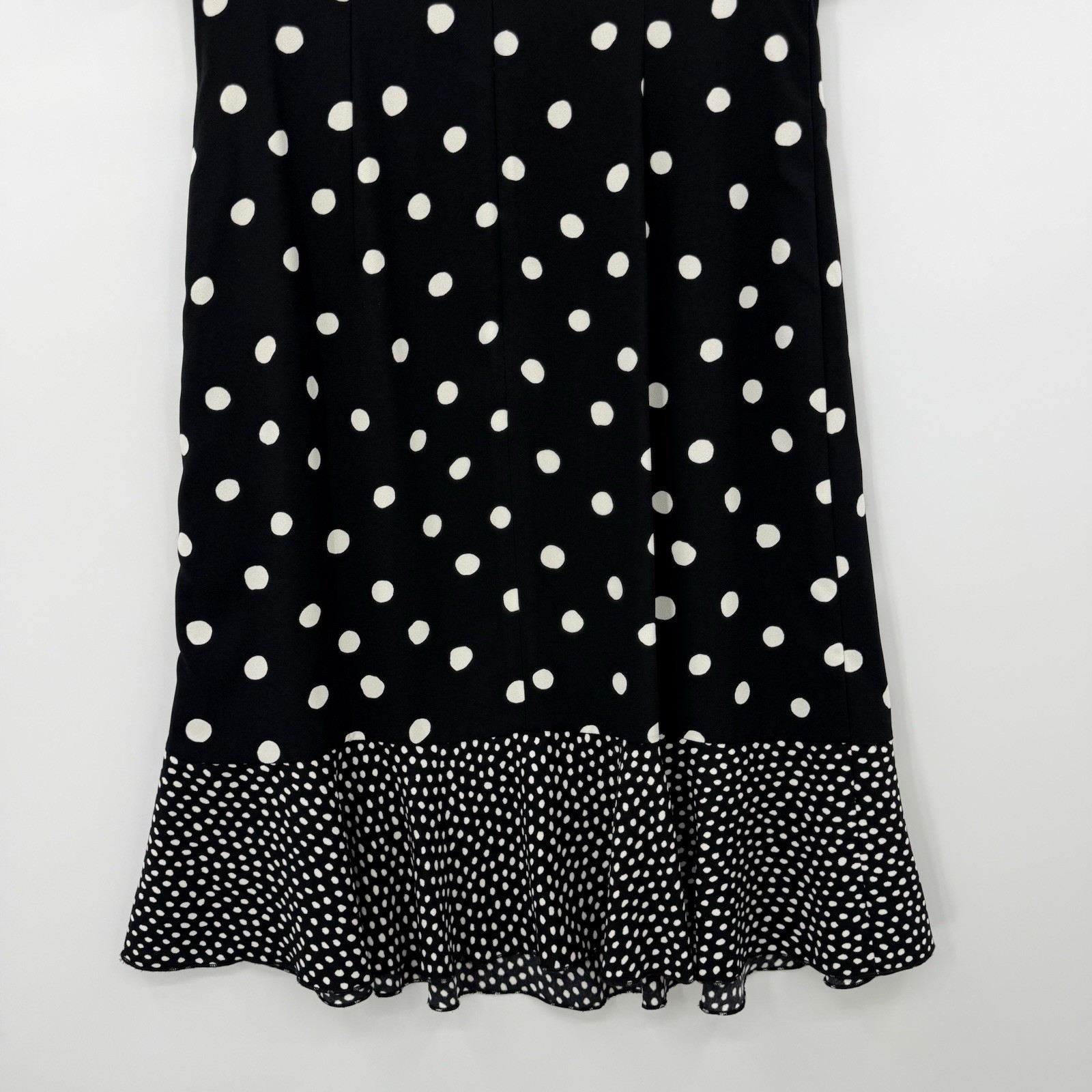 Nwt’s Talbots Black White Polka Dot Dress Ruffle Sleeve Hem Sz 2 Classic Retro