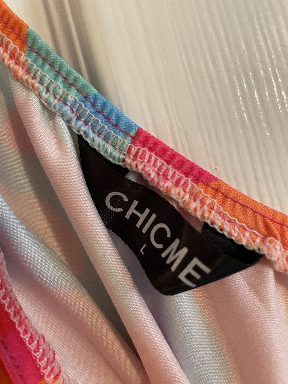 CHICME Multicoloured One Shoulder Tie Belt Summer Dress – Size Large – VGC