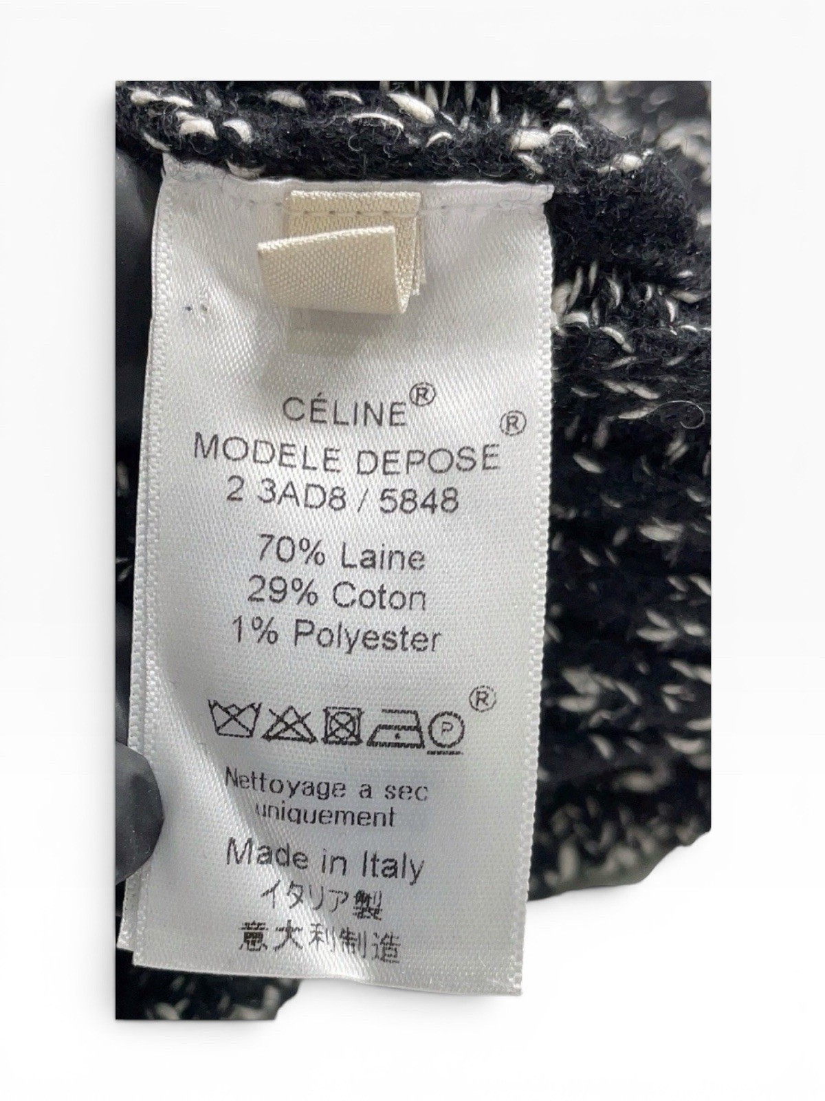 Celine Phoebe Philo 2014 Black White Marled Knit Tunic Sweater Dress Medium M