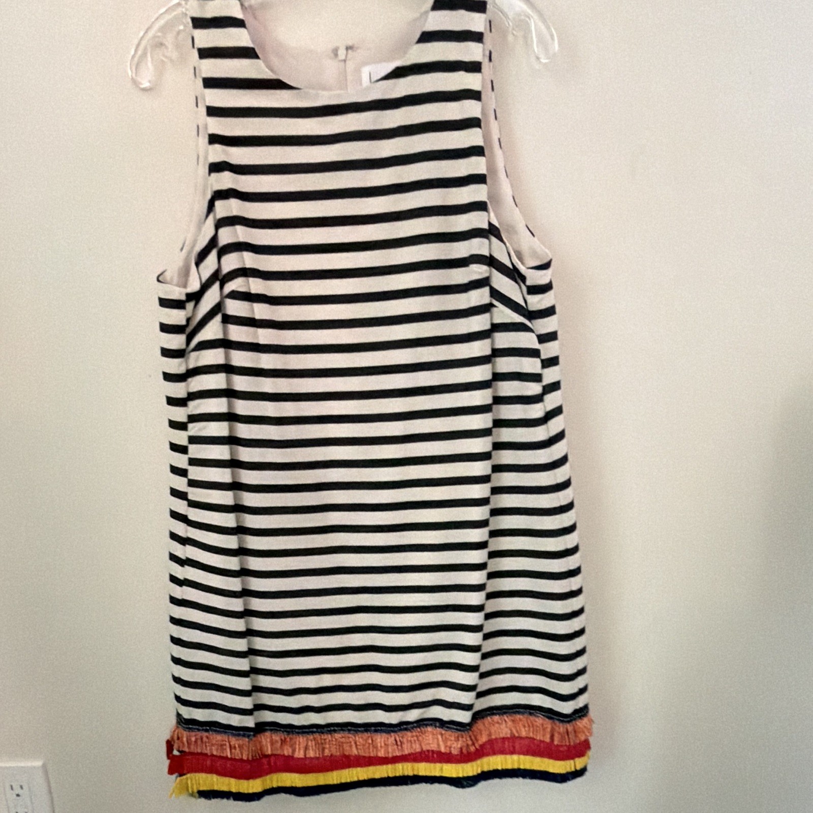 Nicole Miller Striped Shift Dress Sleeveless Crew Neck Knee Length Size 10