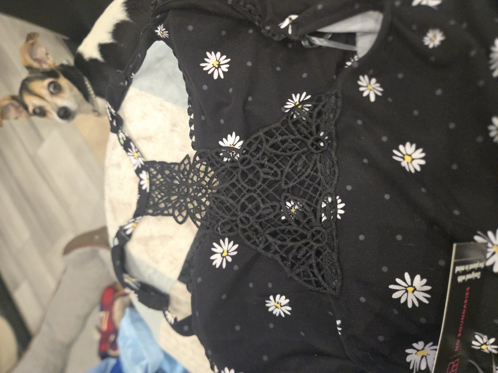 No Boundaries Black & White Daisy Floral Lace Back Strappy Midi Sundress XL