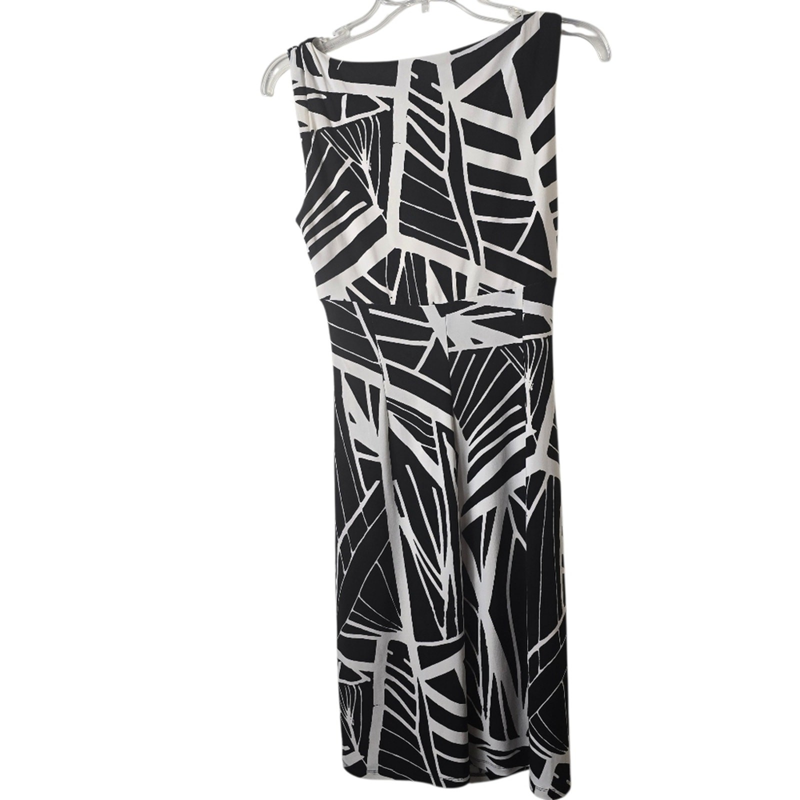 American Living Black White Abstract Leaf Print Rushed Draped Dark Fairy Goth 6