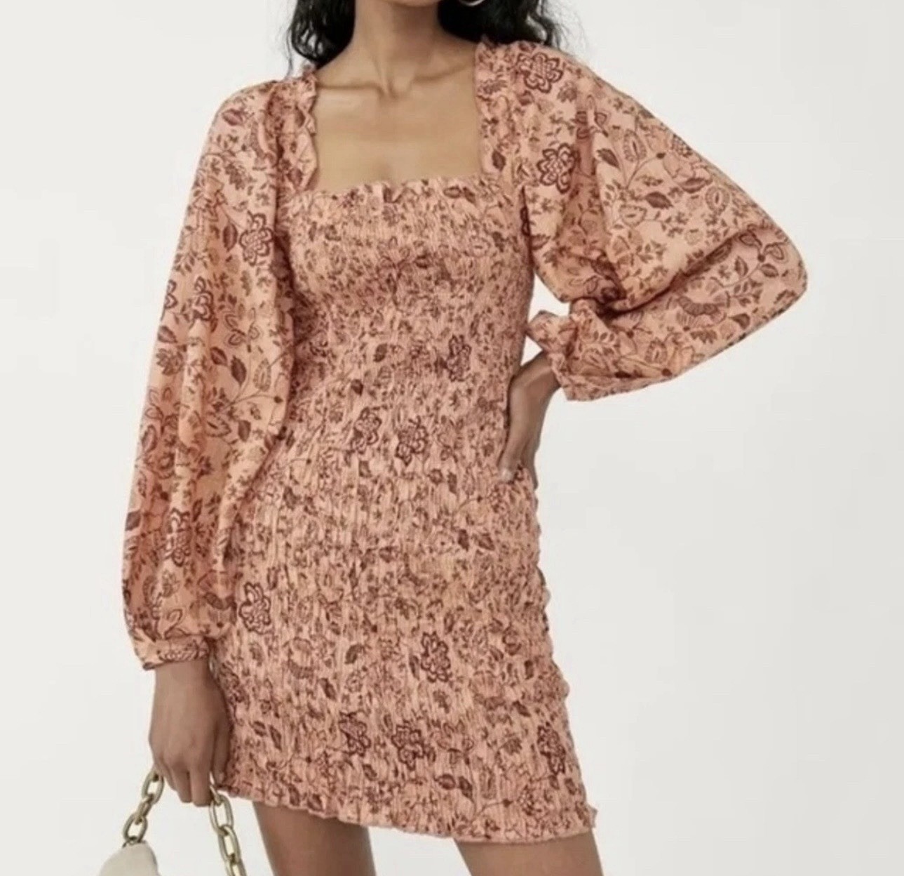Free People Smock It To Me Mini Dress Women’s Size Medium Apricot $148