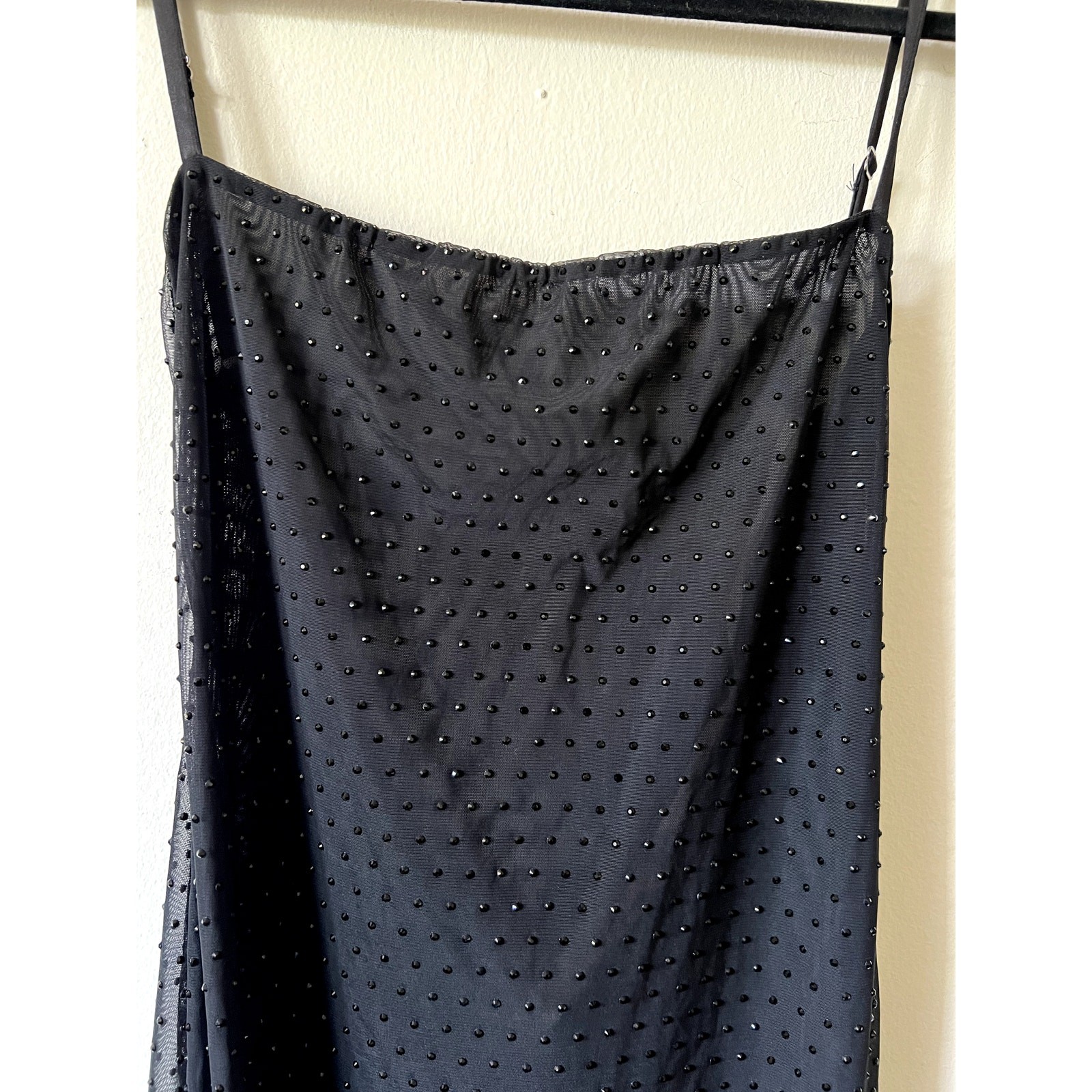 Oh Polly Celandine Sheer Embellished Backless Maxi Dress in Black size 6 New