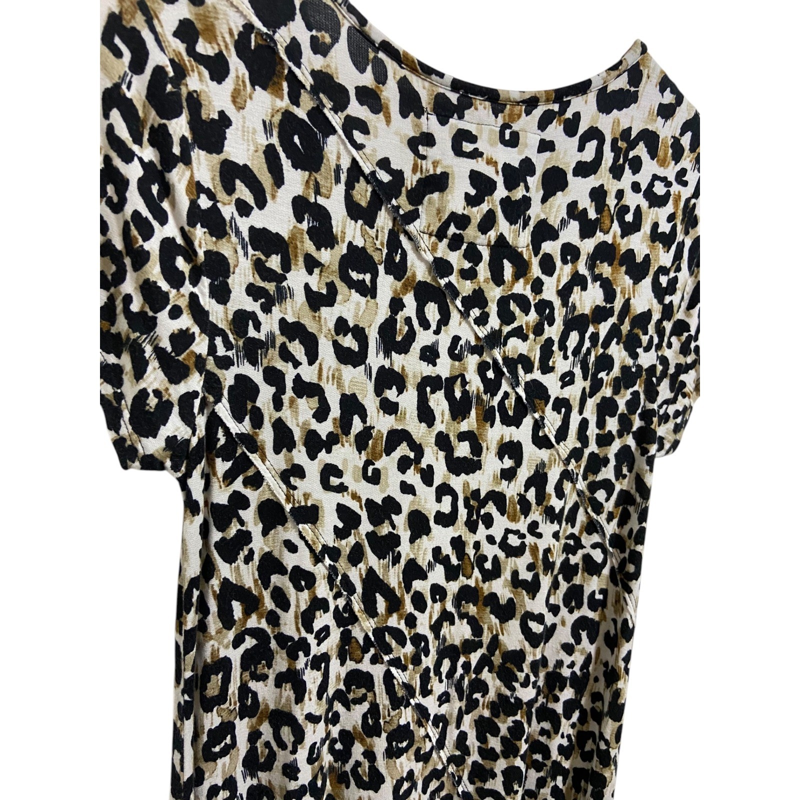 Westbound Leopard Print Handkerchief Hem Midi Dress Boho Safari Edgy Western M