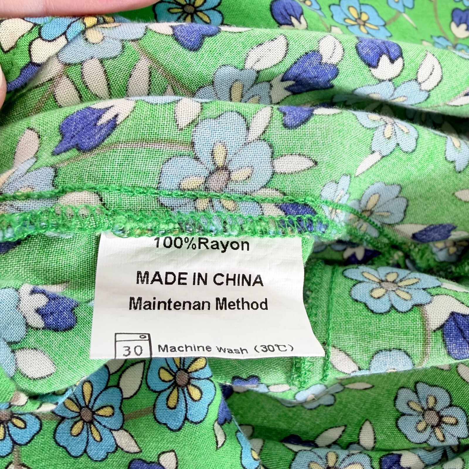 ZCSIA Smocked Floral One Shoulder Tiered Floral Green Midi Dress Size S