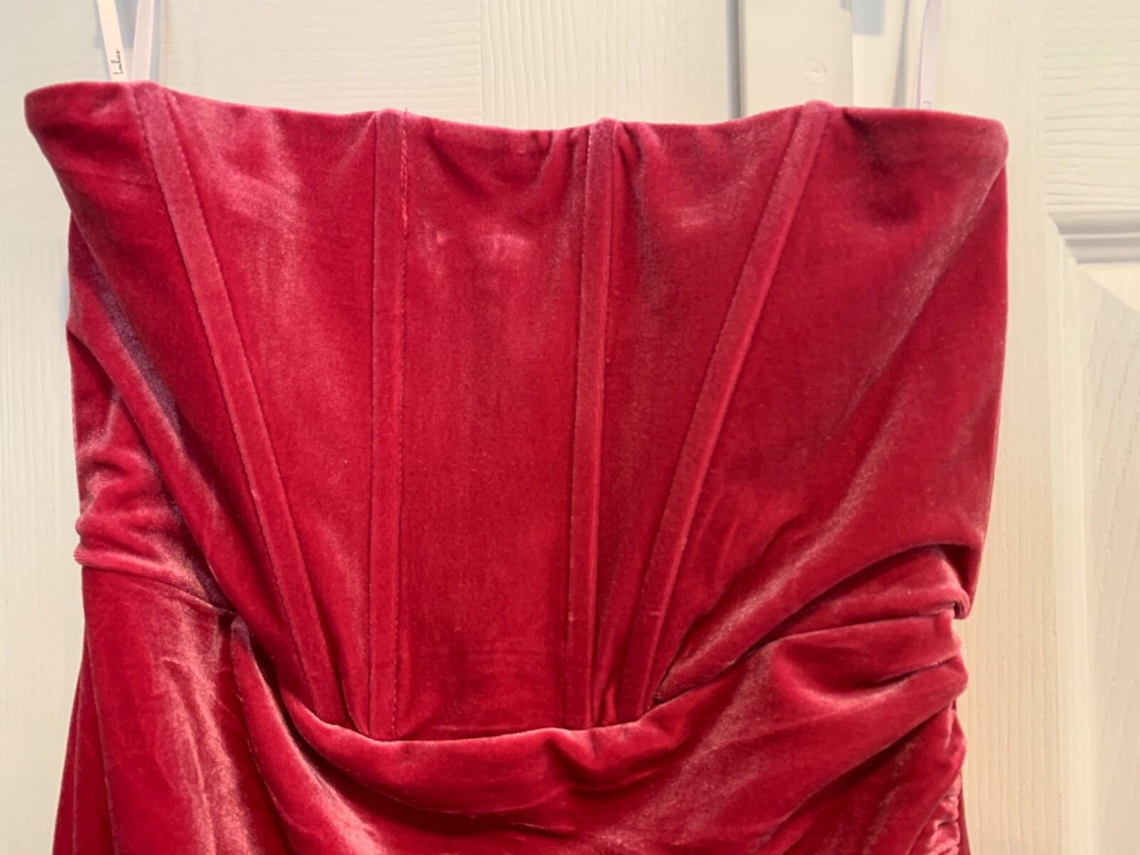 Lulu’s Glamorous Celebration Sz S hot pink velvet tulip dress, NWT, strapless