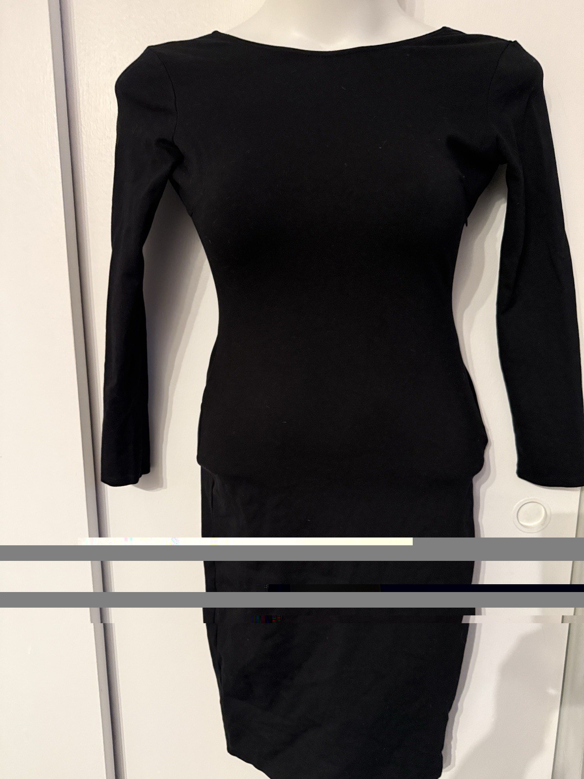 Lulus XS Va Va Voom Black Backless Long Sleeve Midi Dress Party Body Com Large