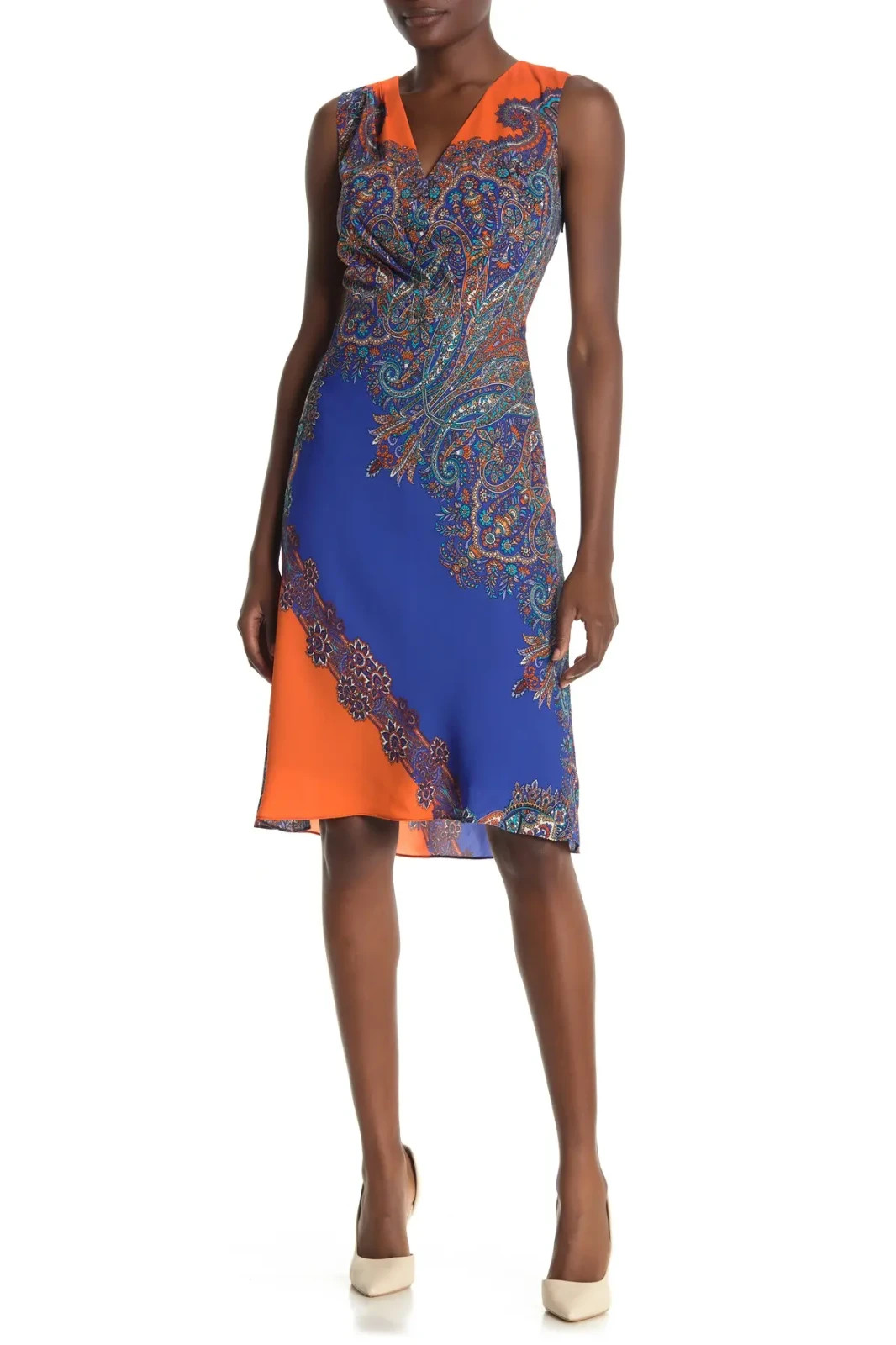 NEW! Elie Tahari Agatha Paisley Sleeveless Knee Length Dress Size 0