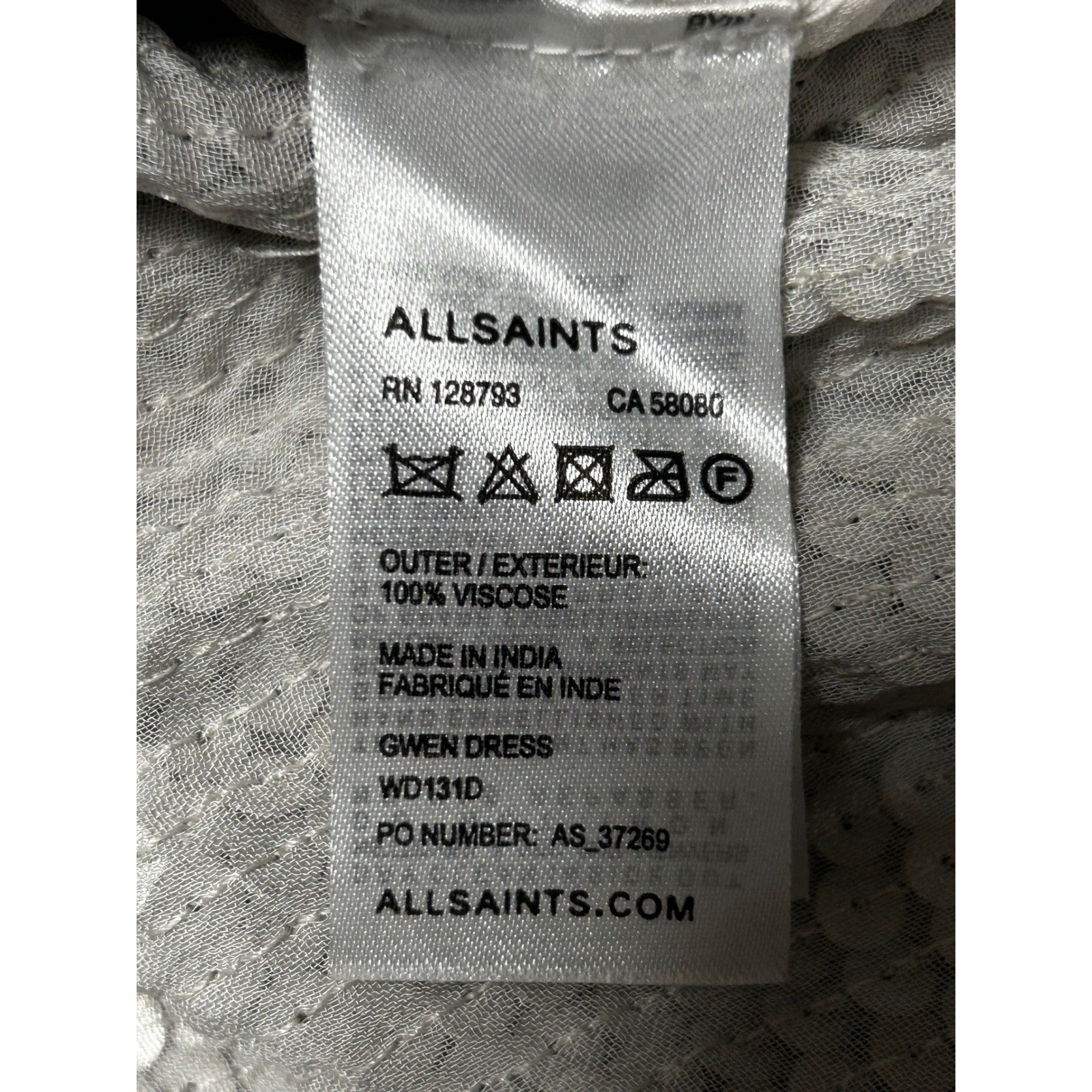 AllSaints Silver Sequin Hand Embellished Sleeveless Shift Dress US 6 UK 10 EU 38