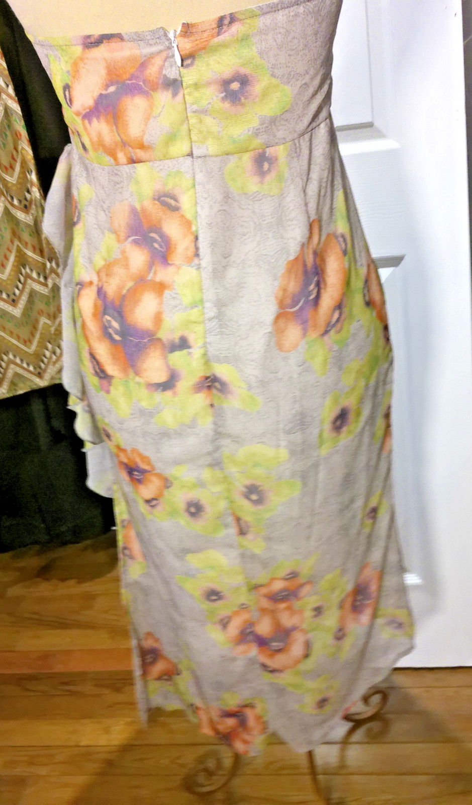 Midi Dress Dazy Floral Print Sheer Lined Strapless Bow Midi Sundress Preppy XL