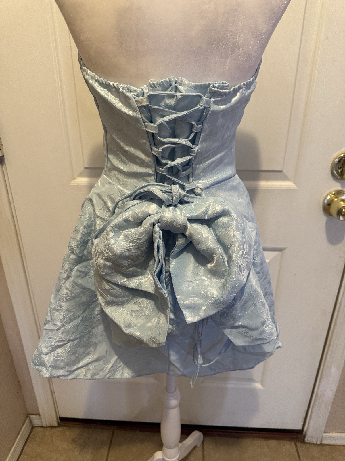 Strapless Dress Removable Back Bow 36-34-38 27” Length Size 10 Large Orig $44