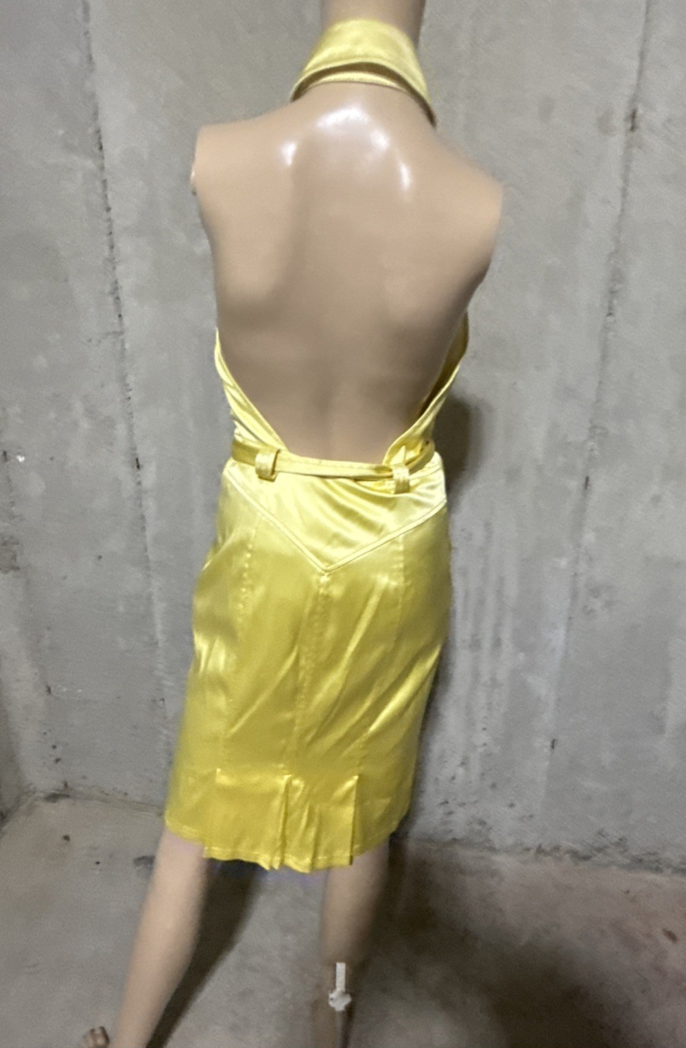 Versace Vintage Runway Spring 2005 Yellow Silk Medusa Belted Dress US 4 6 IT 42