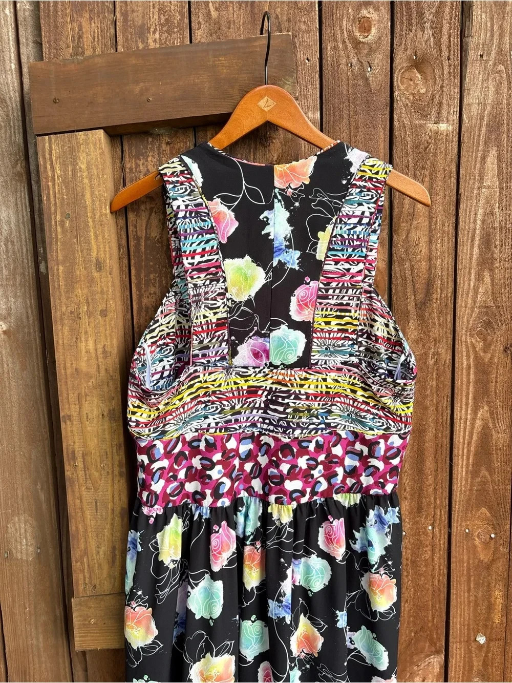 Isle by Melis Kogan Colorful Patchwork Sleeveless Dress sz med