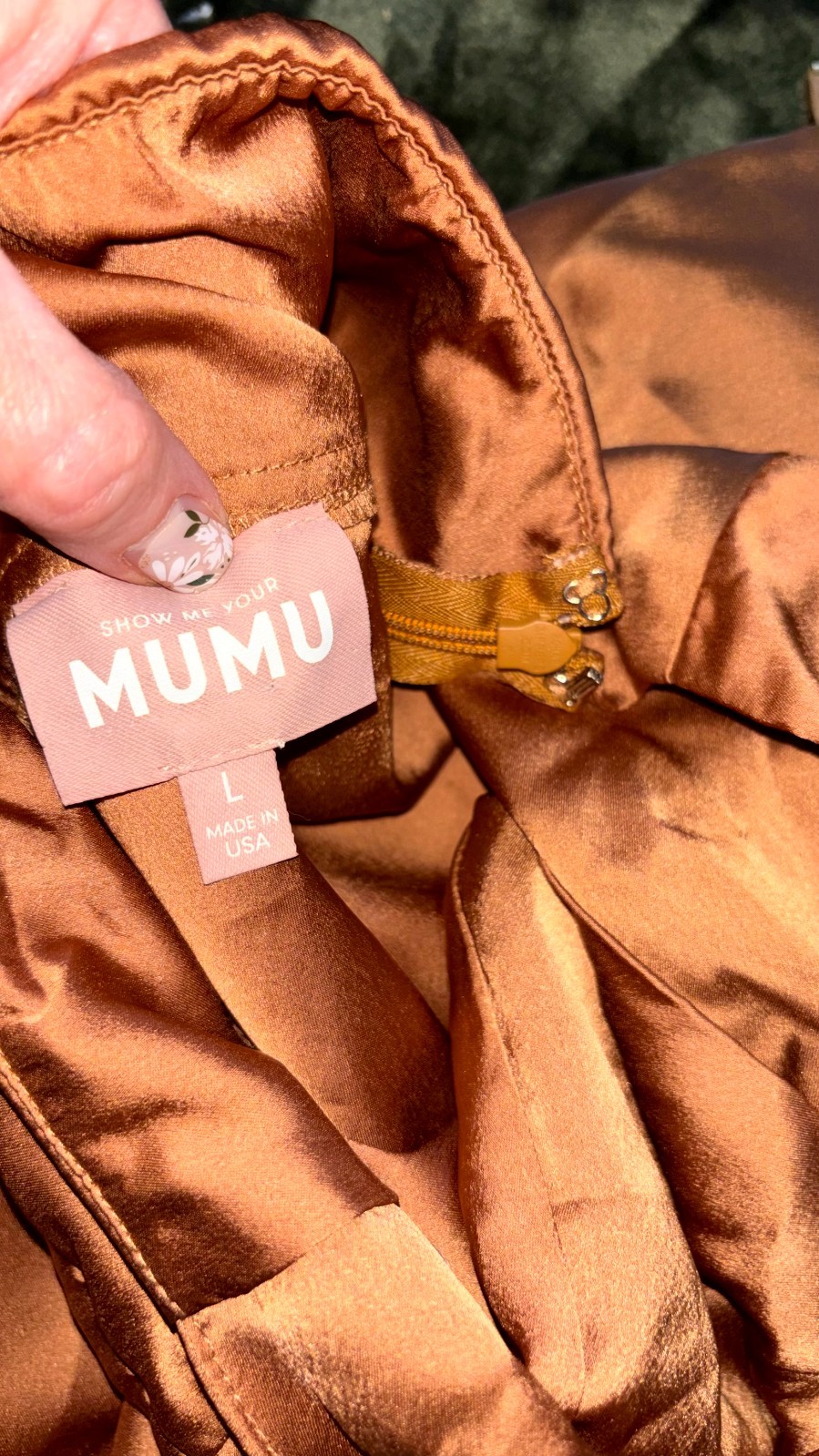 Show Me Your Mumu Adele Halter Maxi Dress Copper Satin Bridesmaid Large