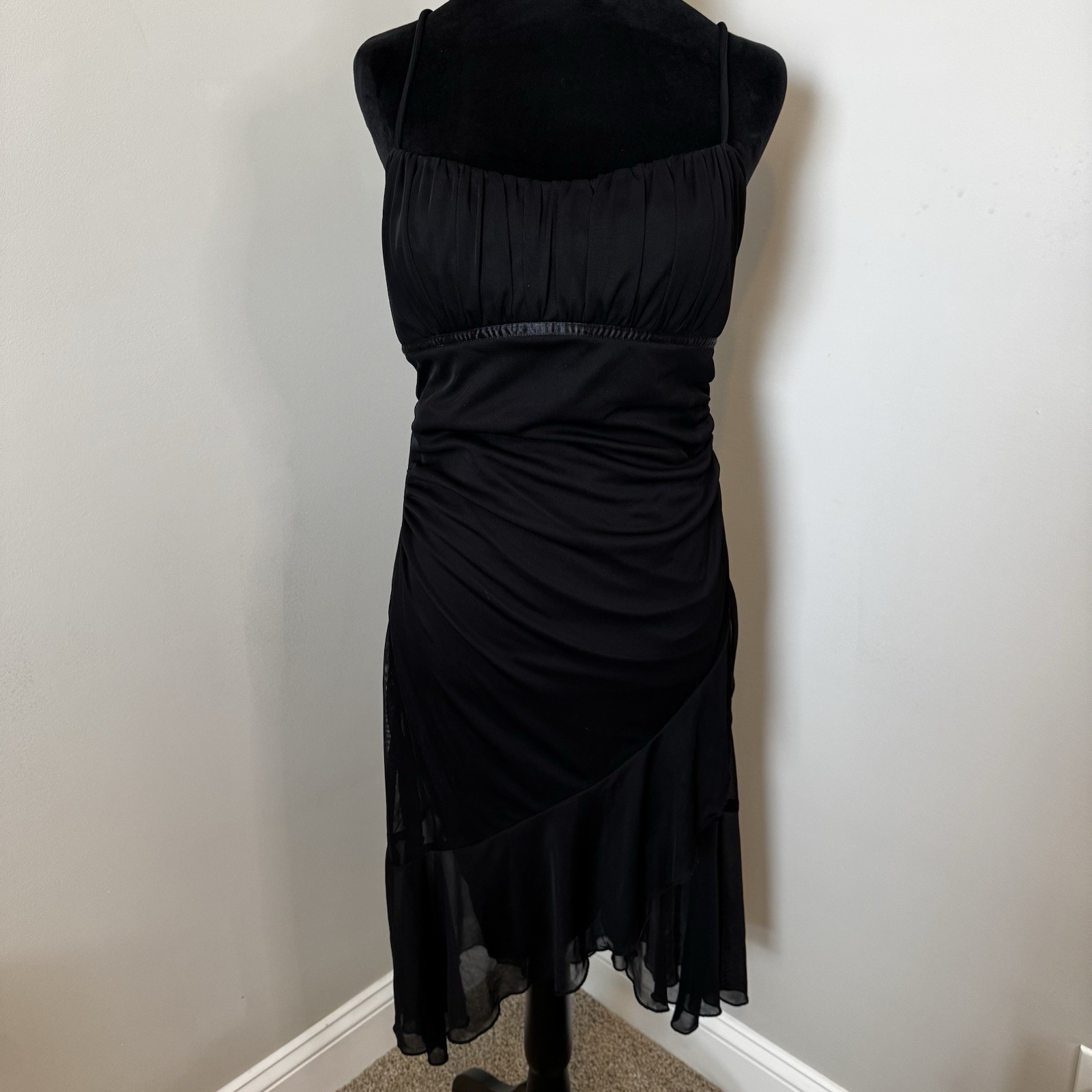 Vtg Ruby Rox Black Dress Whimsi Goth Grunge Size XL Juniors Stretchy 90s Y2K