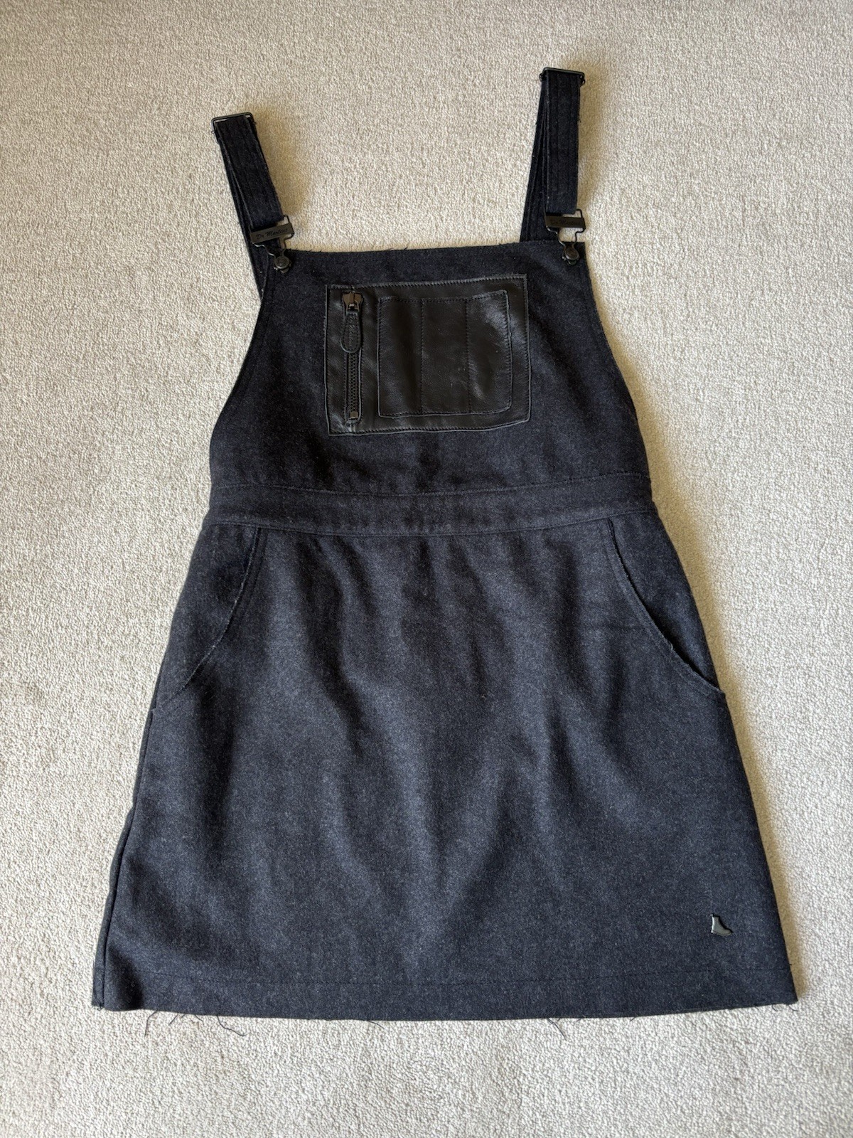 Dr Martens Wool Pinafore Dungaree Dress Womens Medium Grey Felt Worker Utility
