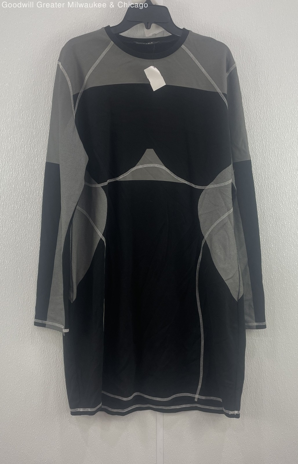 Akira Womens Black Gray Solid Bodycon Dress XL Long Sleeve All Season
