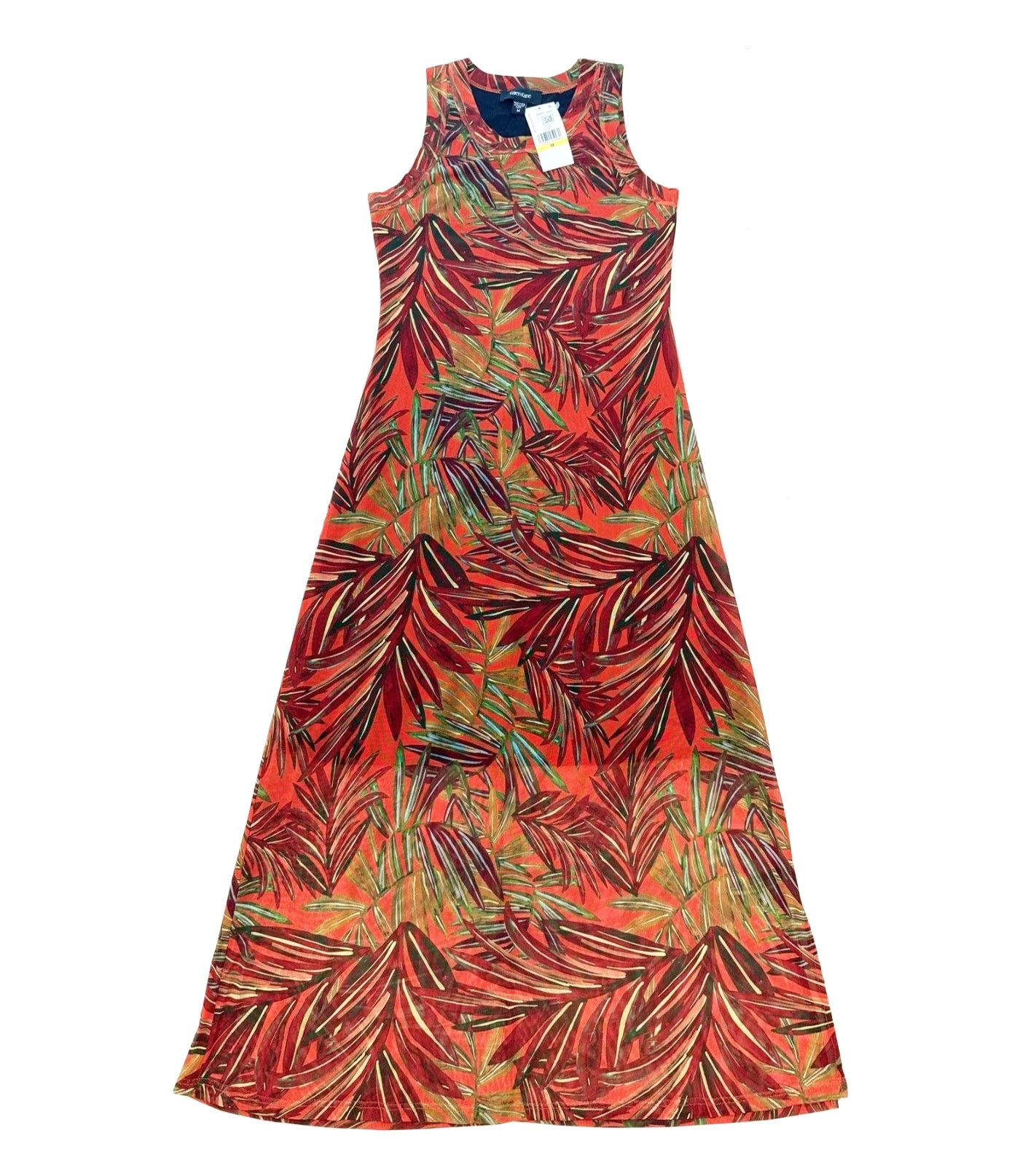 Karen Kane Radiant Feelings Mango Tango Printed Mesh Midi Dress Size M NWT