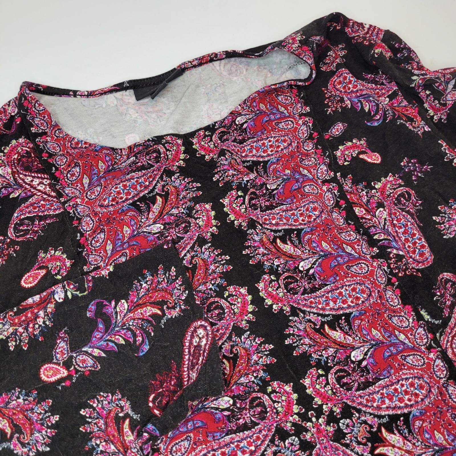 J. Jill Wearever Tunic Dress Womens 3X Black Paisley Excellent Empire Waist 34in