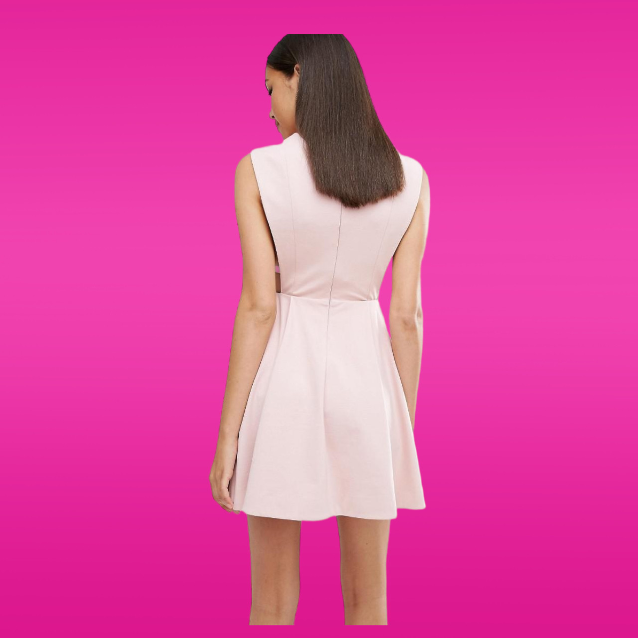 BNWT Womens AQ/AQ Sorah High Neck Mini Dress Pale Pink Open Side UK 8 RRP £159
