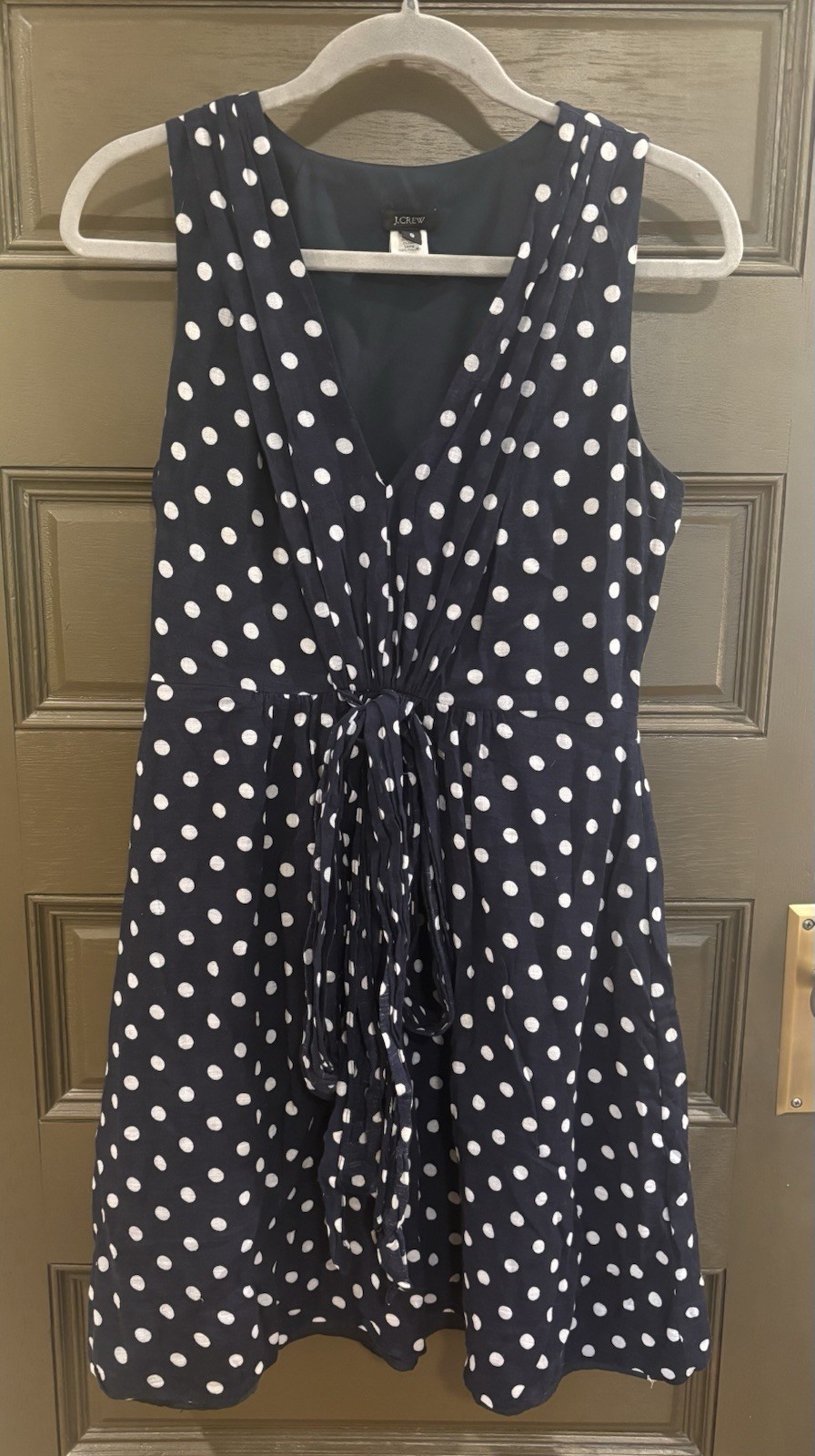EUC J Crew Tie Waist Polka Dot Dress, Size 6