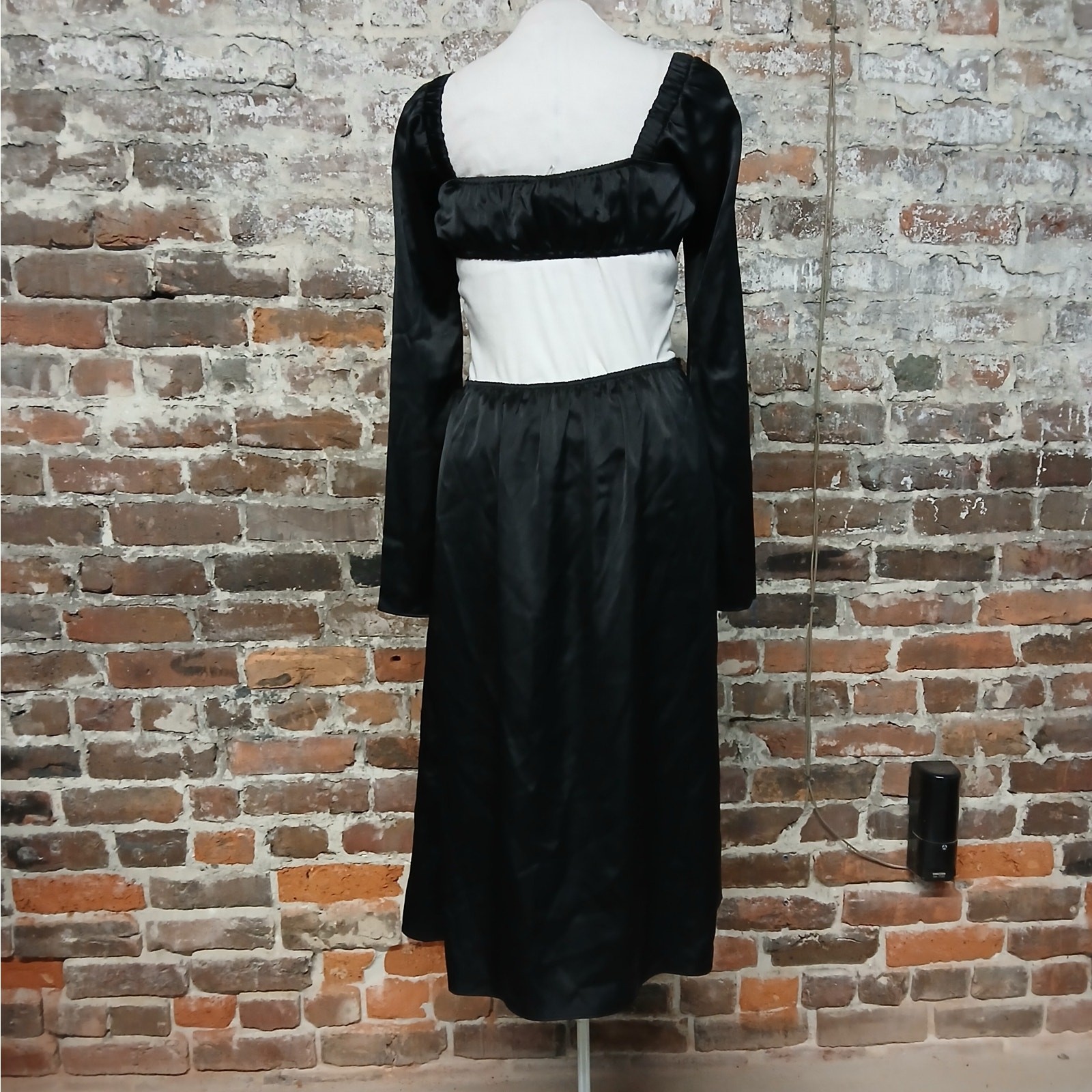 WeWoreWhat Womens Dress Size Small Black Satin Cut Out Midi Romantic Night Out