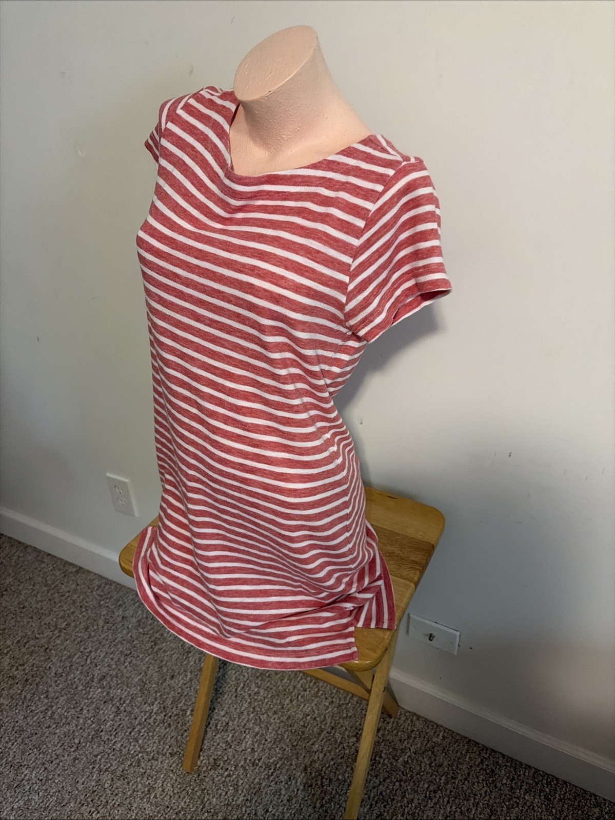 Vineyard Vines Striped Casual Dress Women’s Size M Coral Pink And White