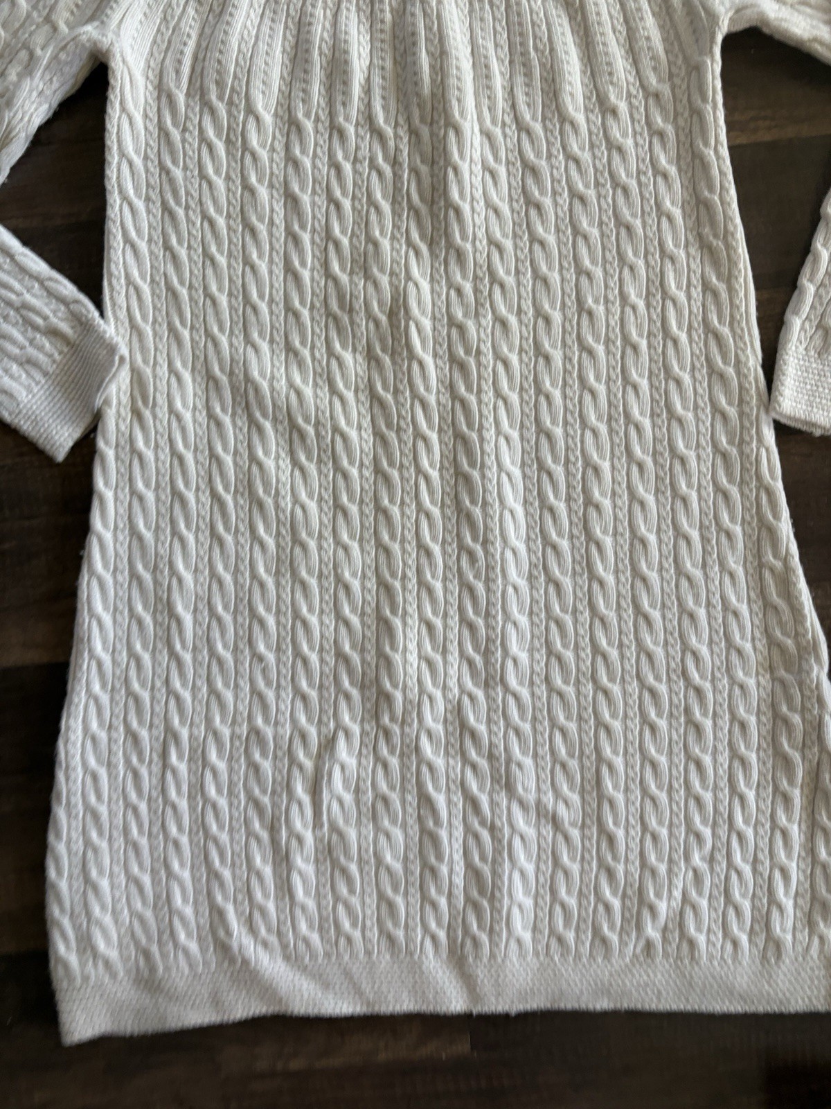 Soft Surroundings Nordic Cable Knit Sweater Dress White Wool Cashmere Blend Sm