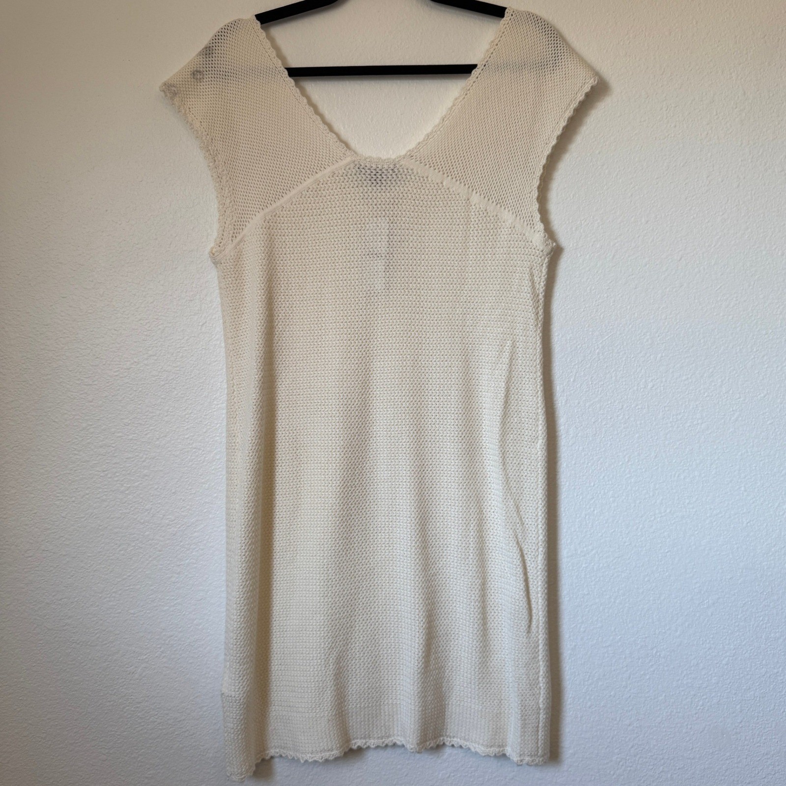J.Crew Womens Ivory Lace Up Sweater Dress CA650 Pointelle Knit Gold Button Small