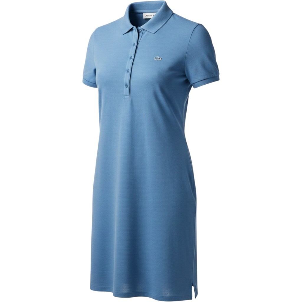 Lacoste Women’s Blue Pique Polo Dress Short Sleeve Size 40 US Medium