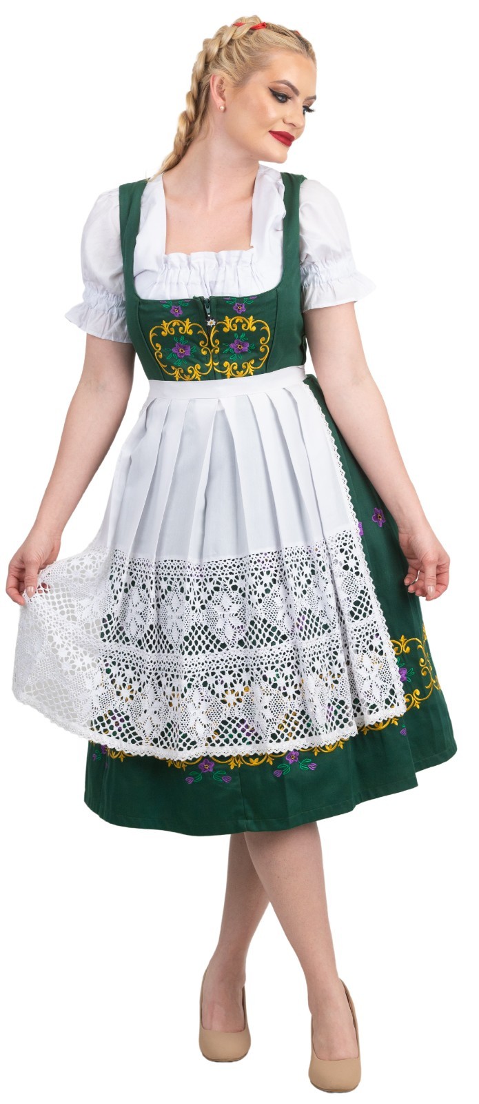 2XL 24 Elegant German Dirndl Dress EMBROIDERED Oktoberfest COMPLETE SET 3 Pcs