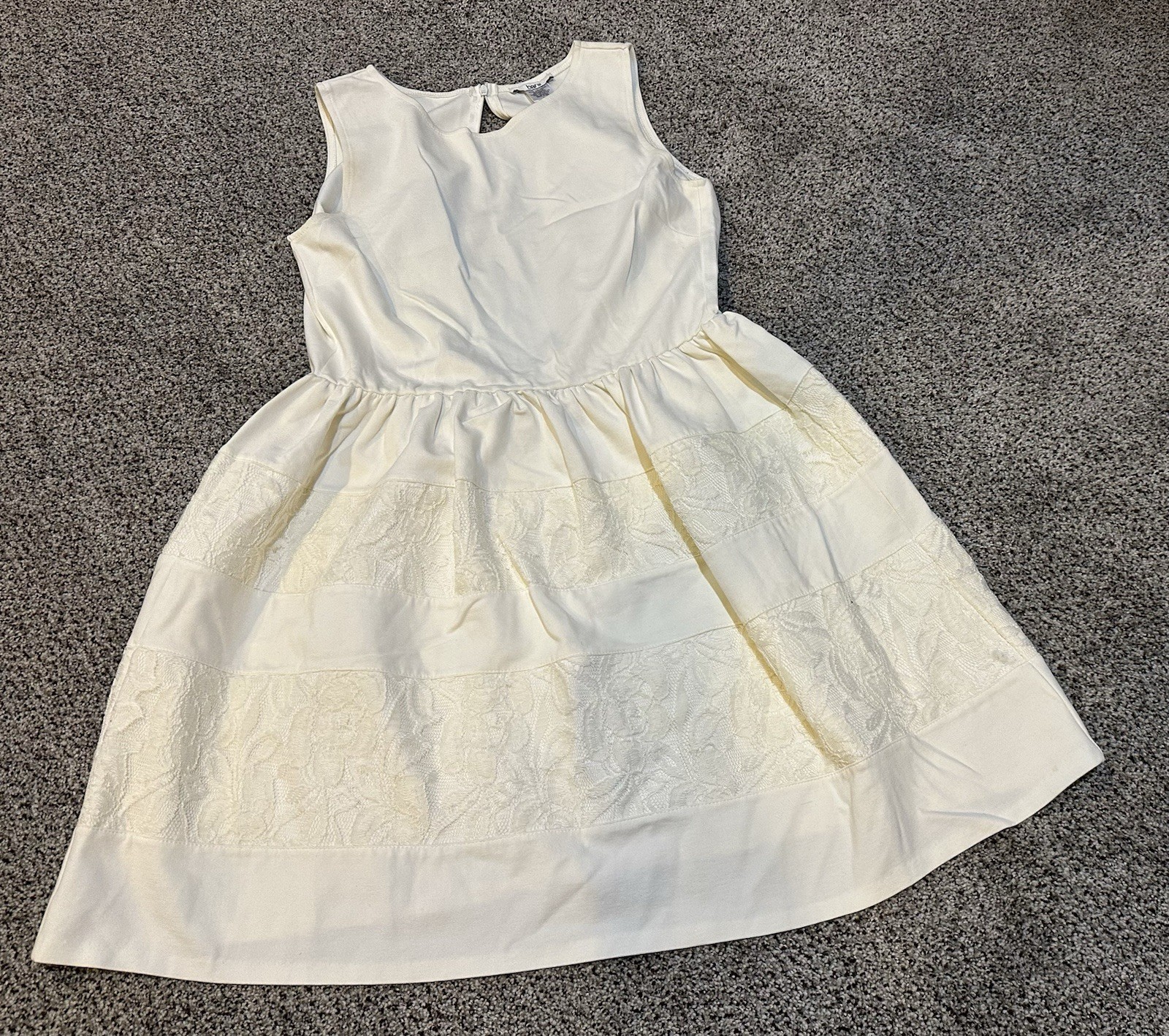 BAR THREE Size L Ivory Knit Fit & Flare Lace Overlay Dress R $69