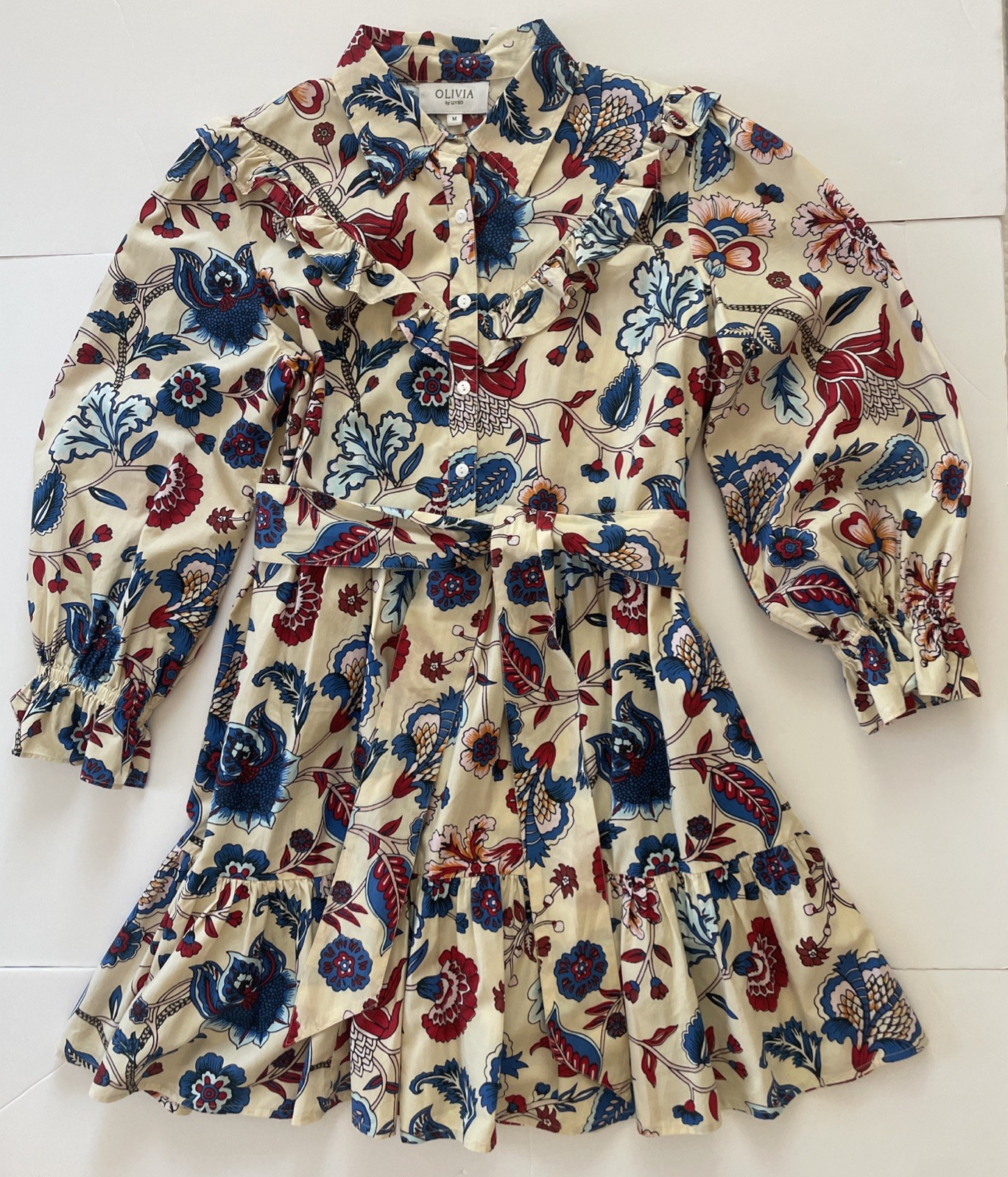 OLIVIA by Livro Dale Dress Chesnut Chintz Mini Pockets Cotton Women’s Med