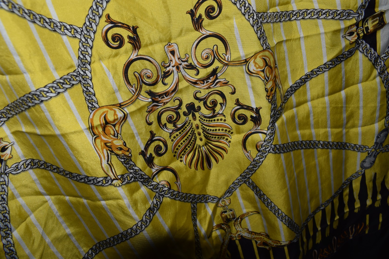 Versace Collection Medusa Hardware 100% Silk Chain Print Dress Gold Size 44 / M