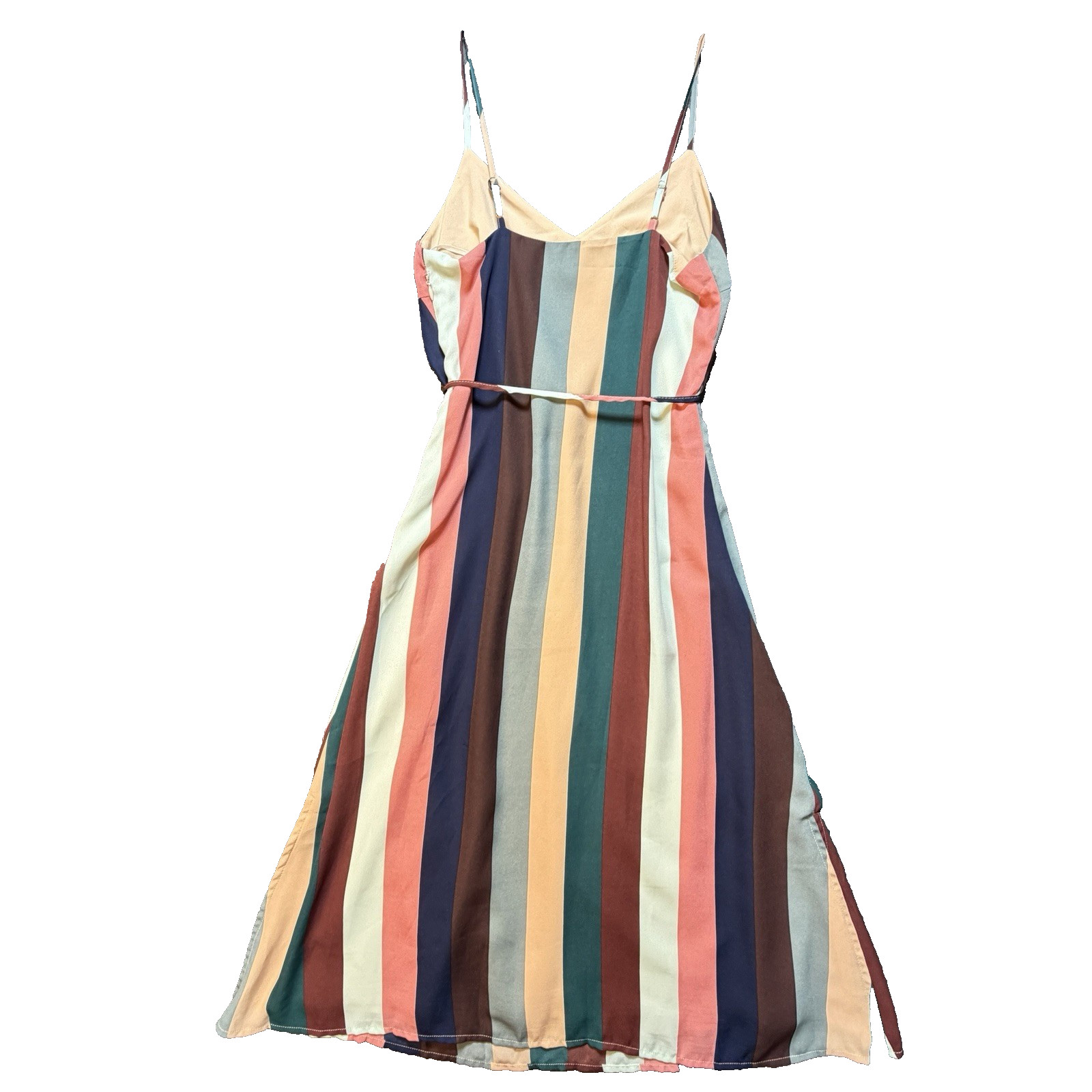 LULUS Sz XS Multicolor Vertical Striped Tie-Font Spaghetti Strap Mini Dress NWT