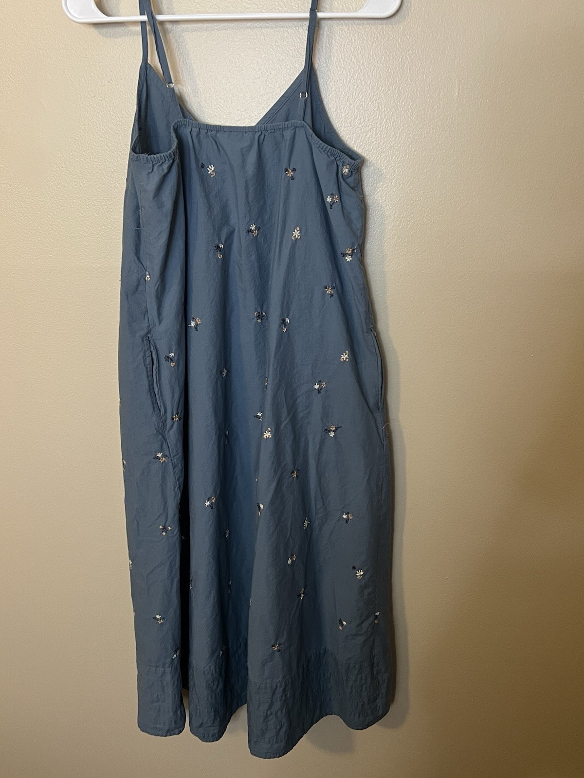 Universal Thread Blue Dress Featuring Embroidered Flowers And Sphaghetti Straps