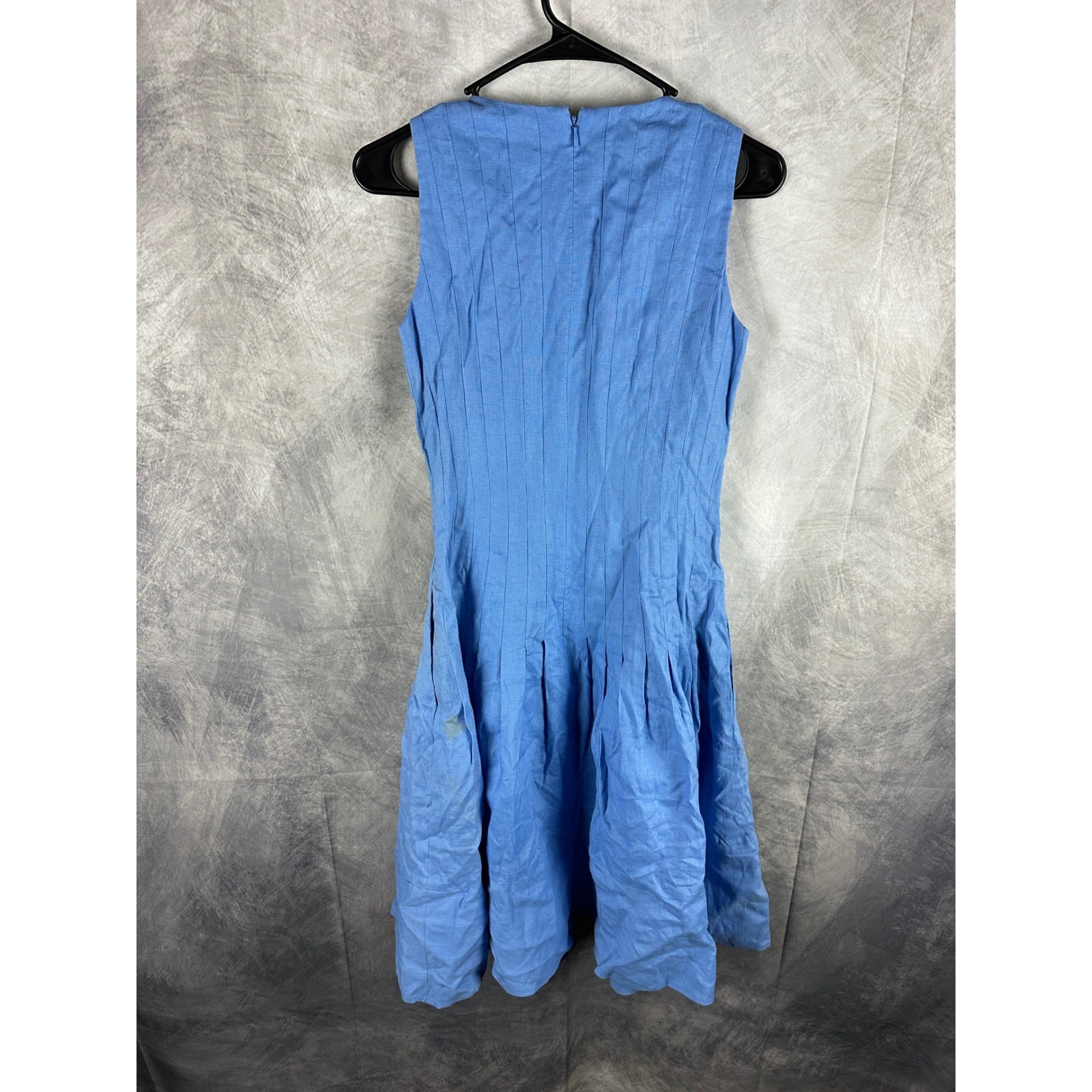 Lauren Ralph Lauren Blue Linen Pintuck Pleated Fit Flare Dress NWT Size 2