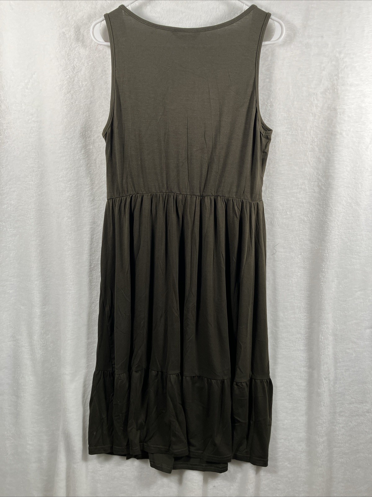 Bloomchic Army Green Midi Dress Womens Size 10 Sleeveless Button Front Pockets