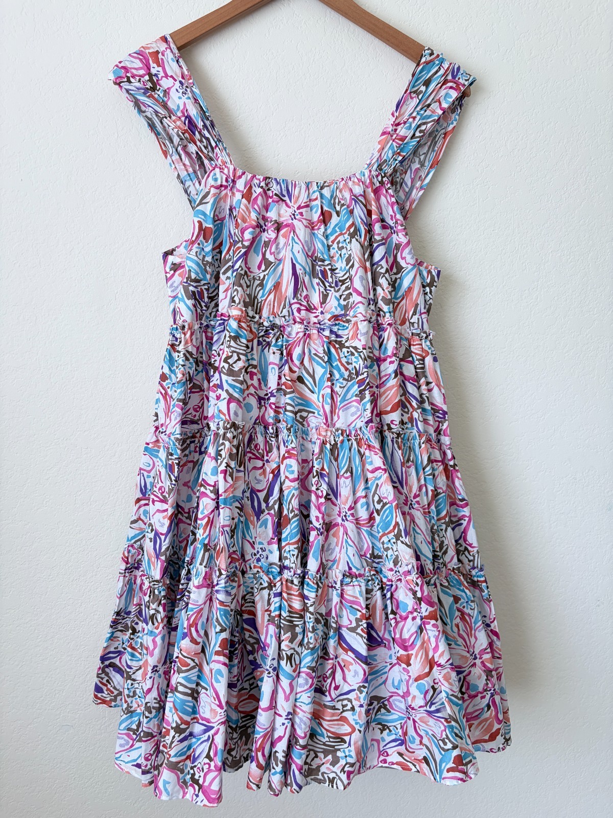 Sofie The Label Dress Womens Medium Floral Tiered Mini Pink Cotton Cottagecore M