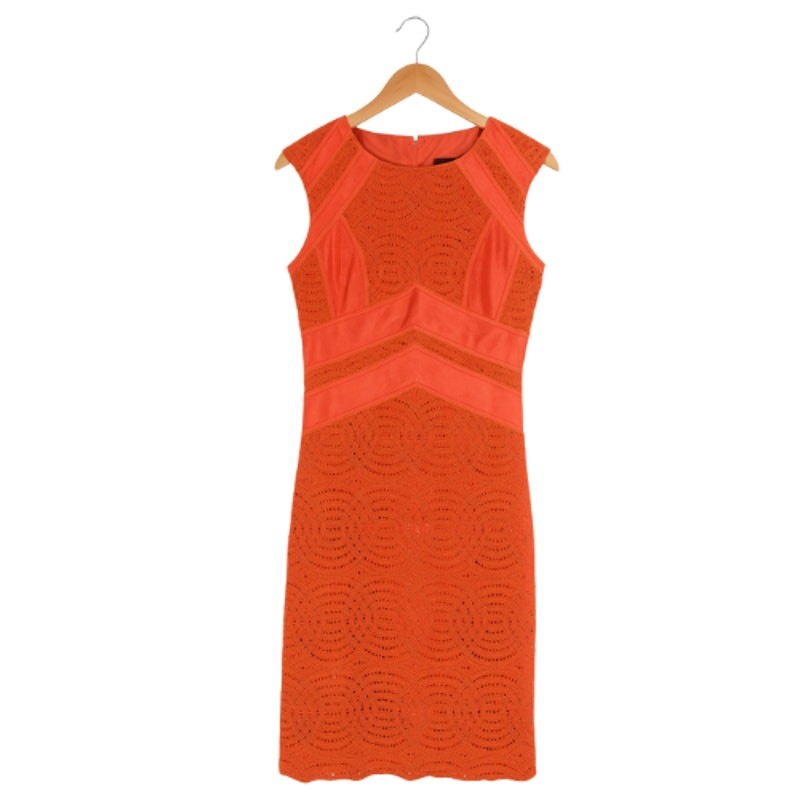 Adrianna Papell Sleeveless Lace Sheath Dress in Light Coral – NWT Size 6